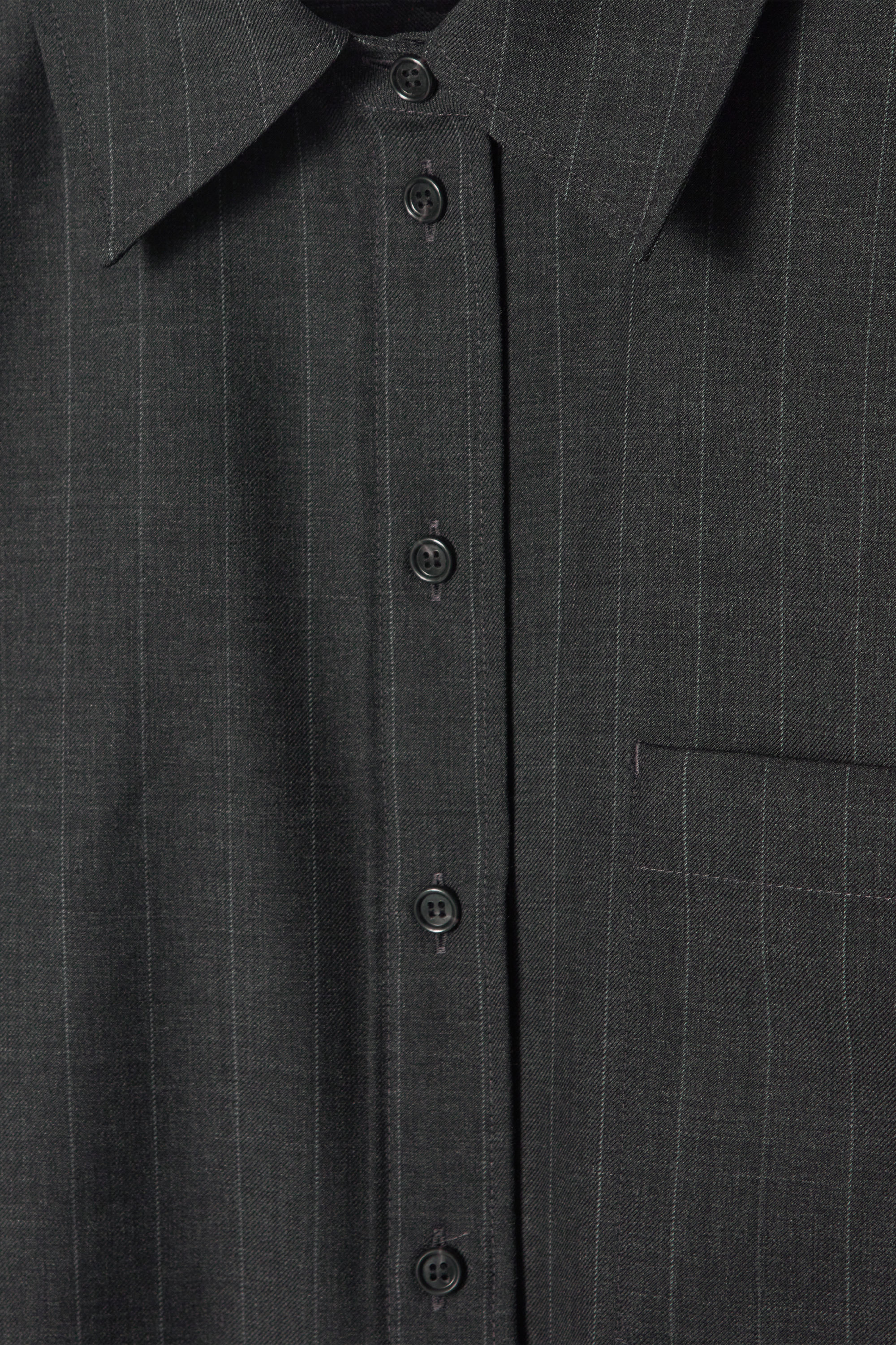 RELAXED PINSTRIPED WOOL SHIRT - DARK GREY / PINSTRIPED | COS