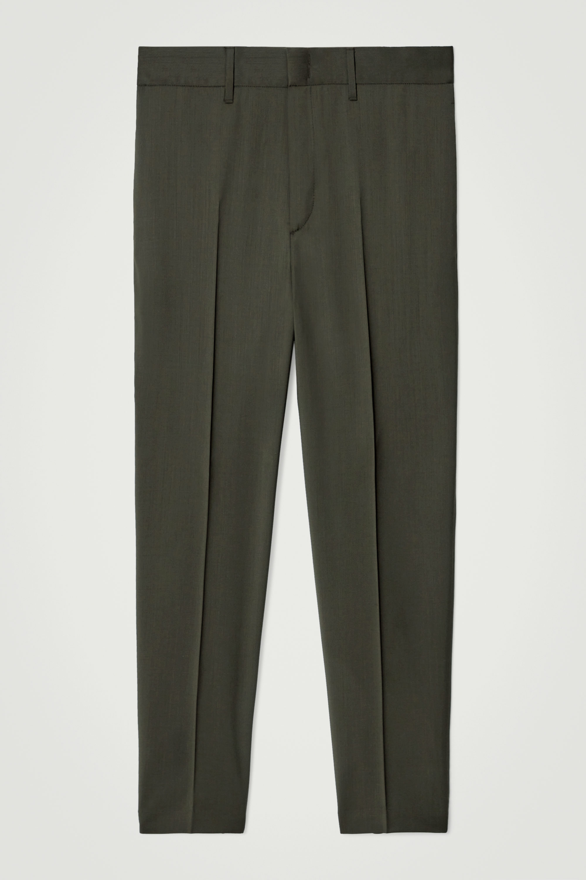 WOOL STRAIGHT-LEG PANTS - DARK KHAKI | COS