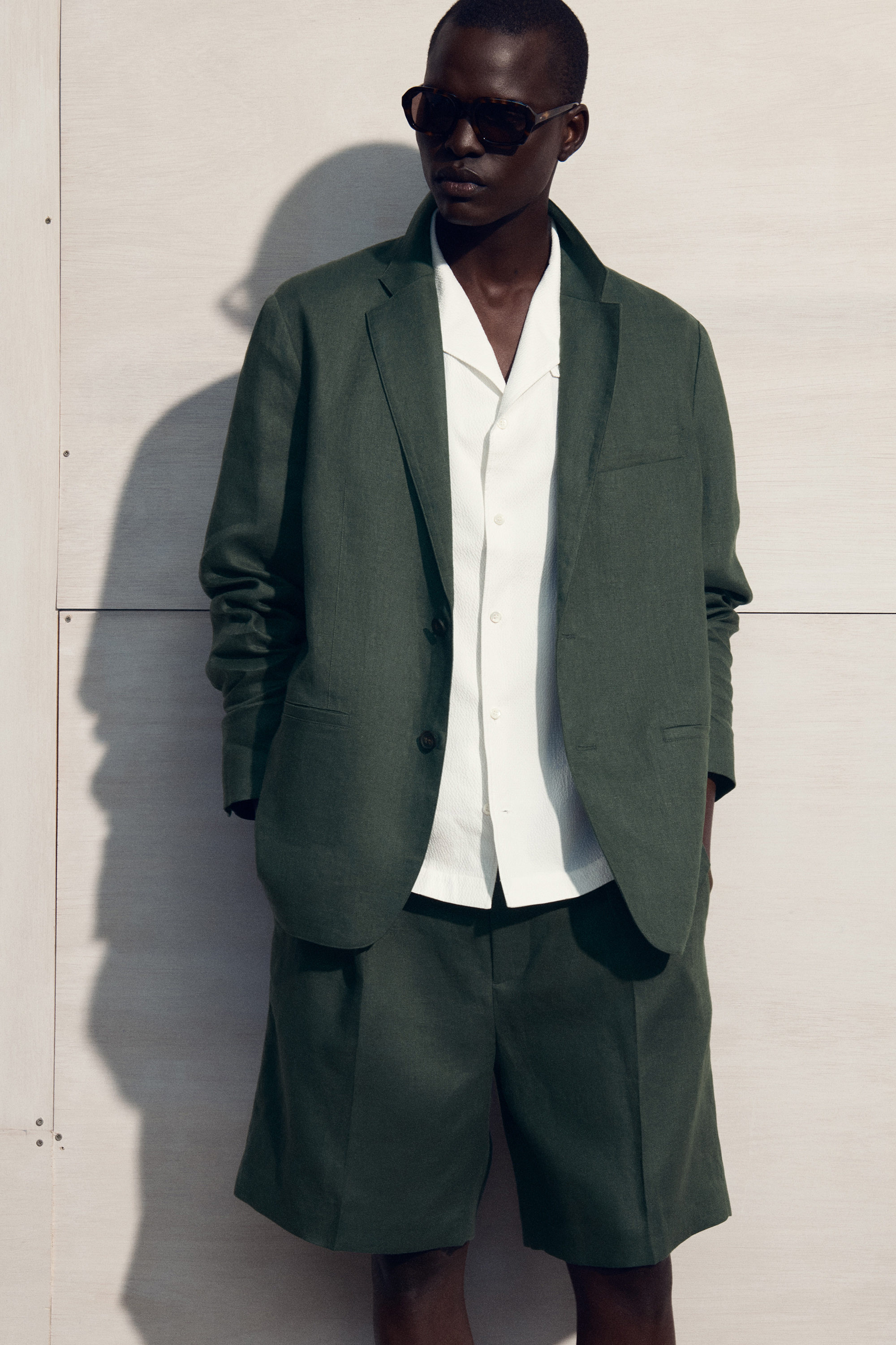 SINGLE-BREASTED LINEN BLAZER - GREEN | COS