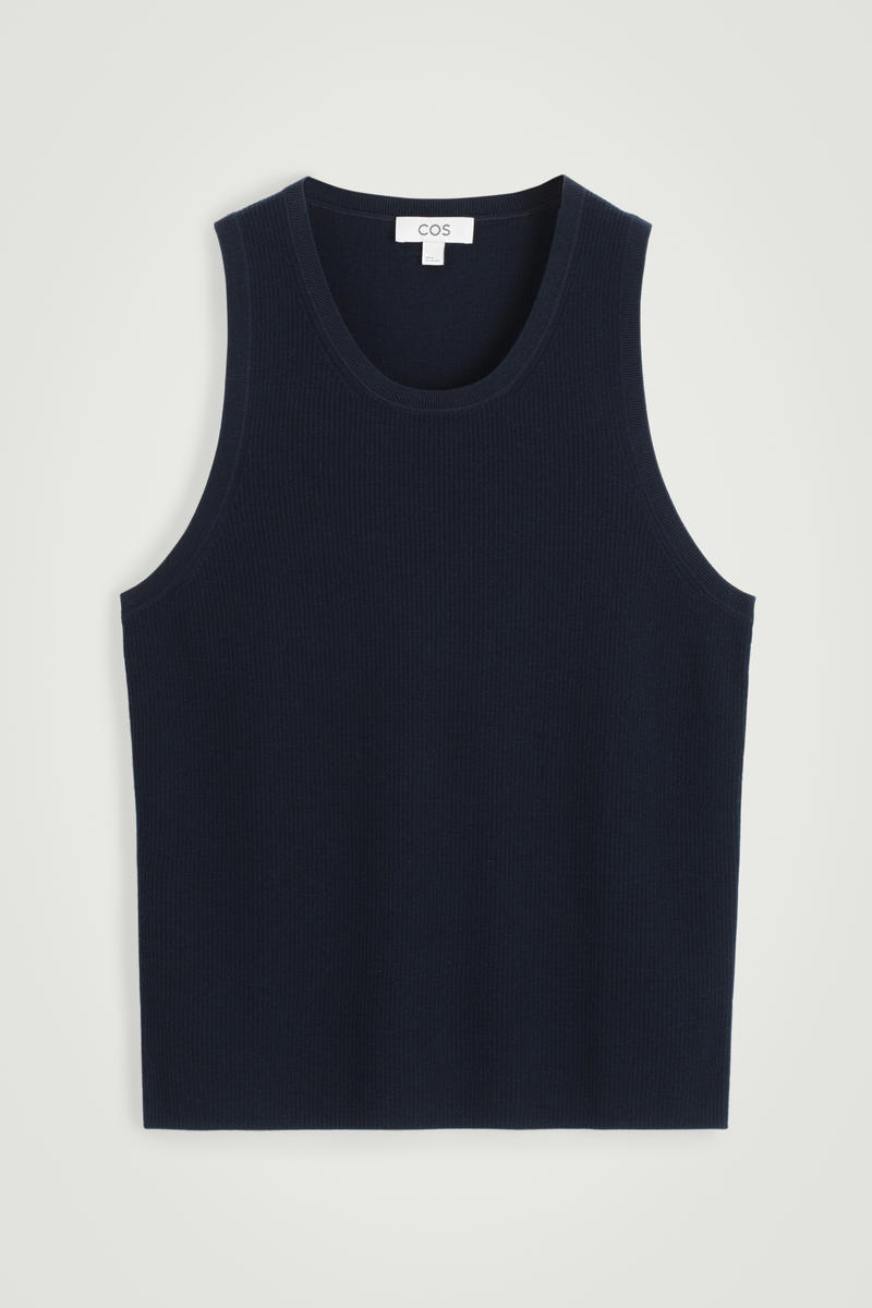 Ribbed Merino Wool Knitted Tank Top