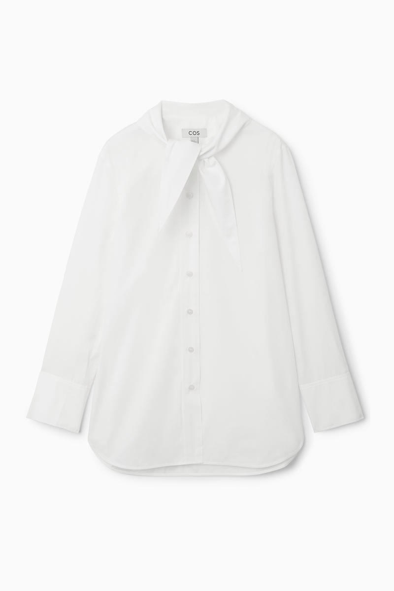 Tie-Neck Dagger-Collar Shirt