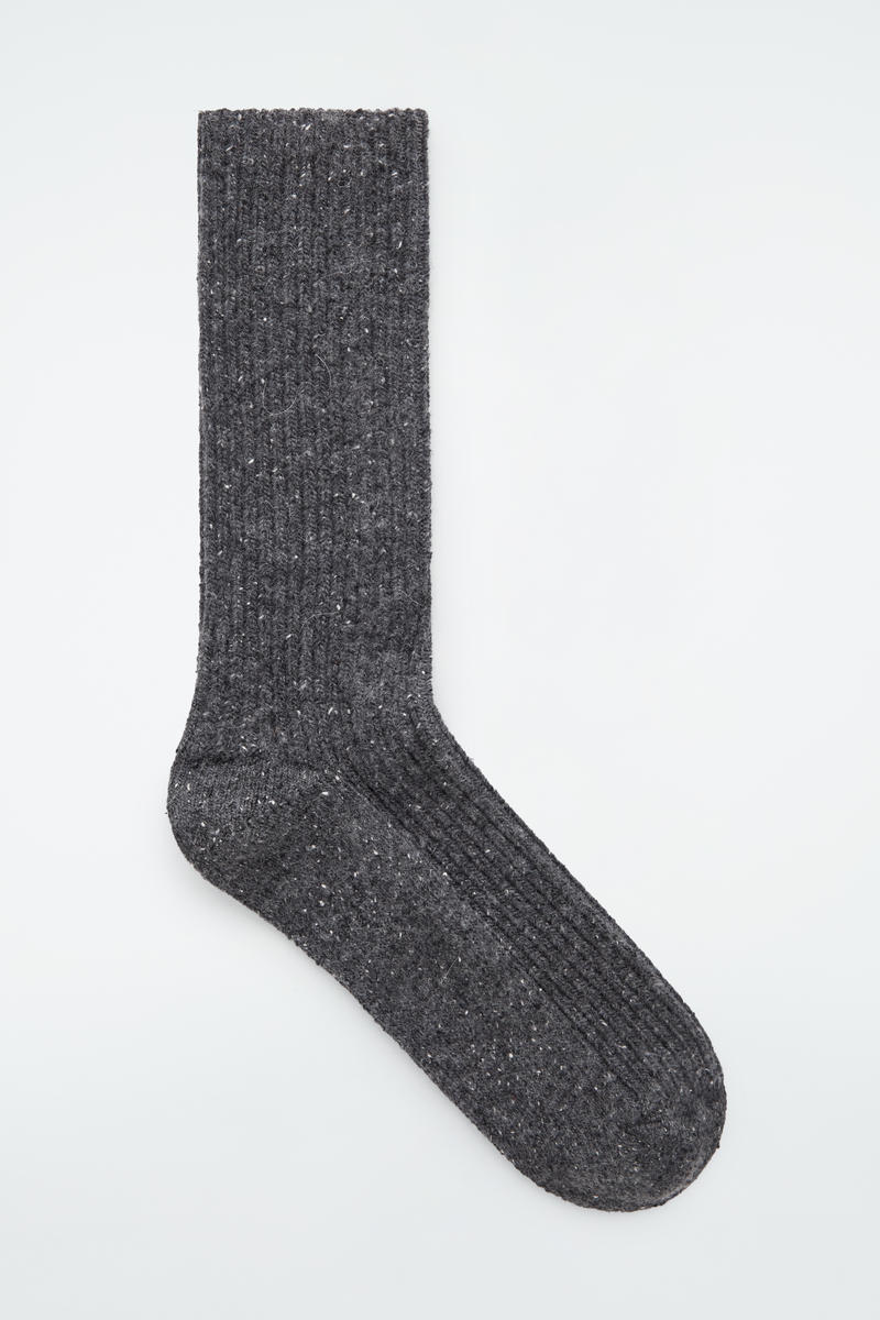 Speckled Ribbed-Knit Socks