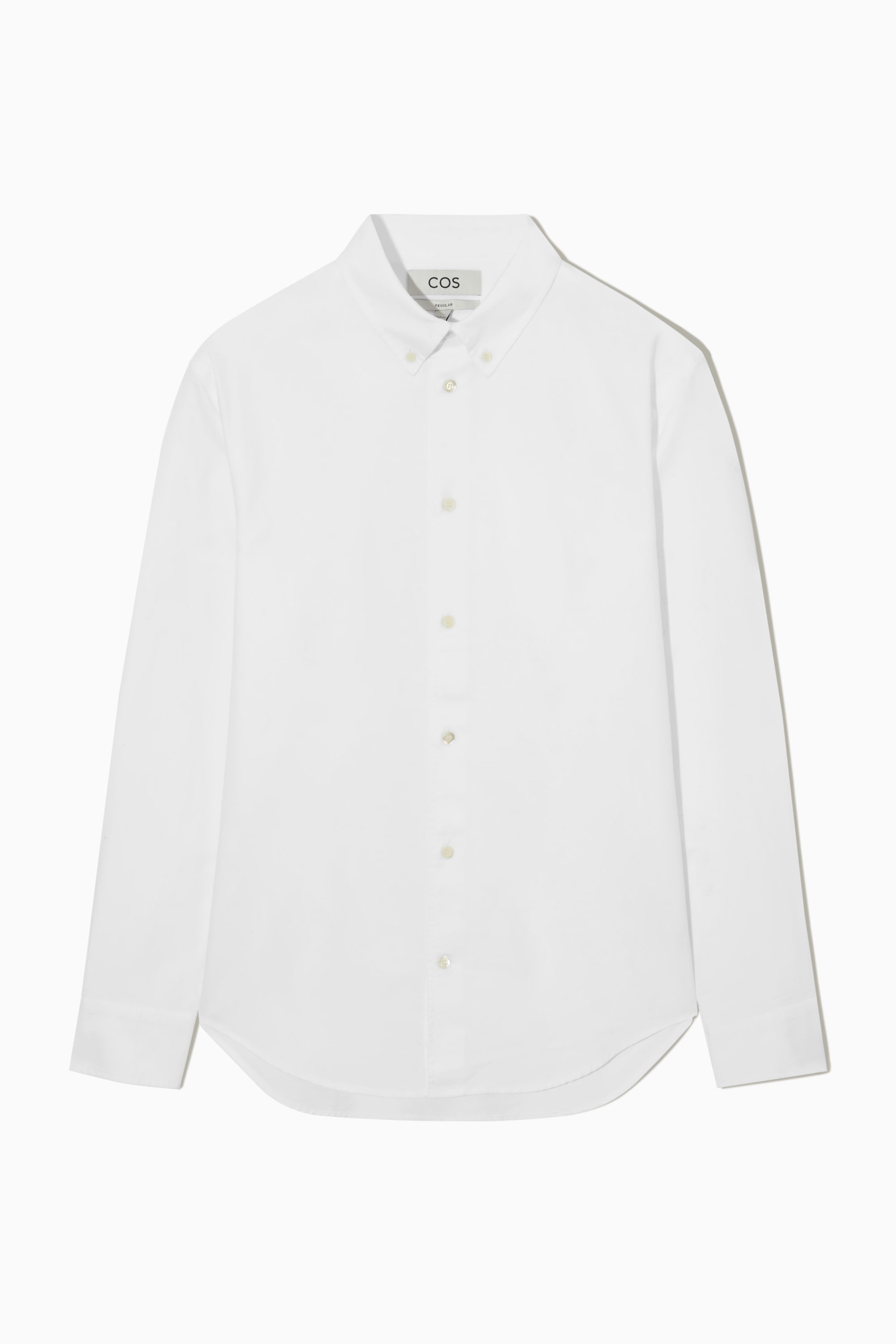 REGULAR BUTTON-DOWN COLLAR COTTON OXFORD SHIRT - WHITE REGULAR BUTTON-DOWN COLLAR COTTON OXFORD SHIRT - WHITE