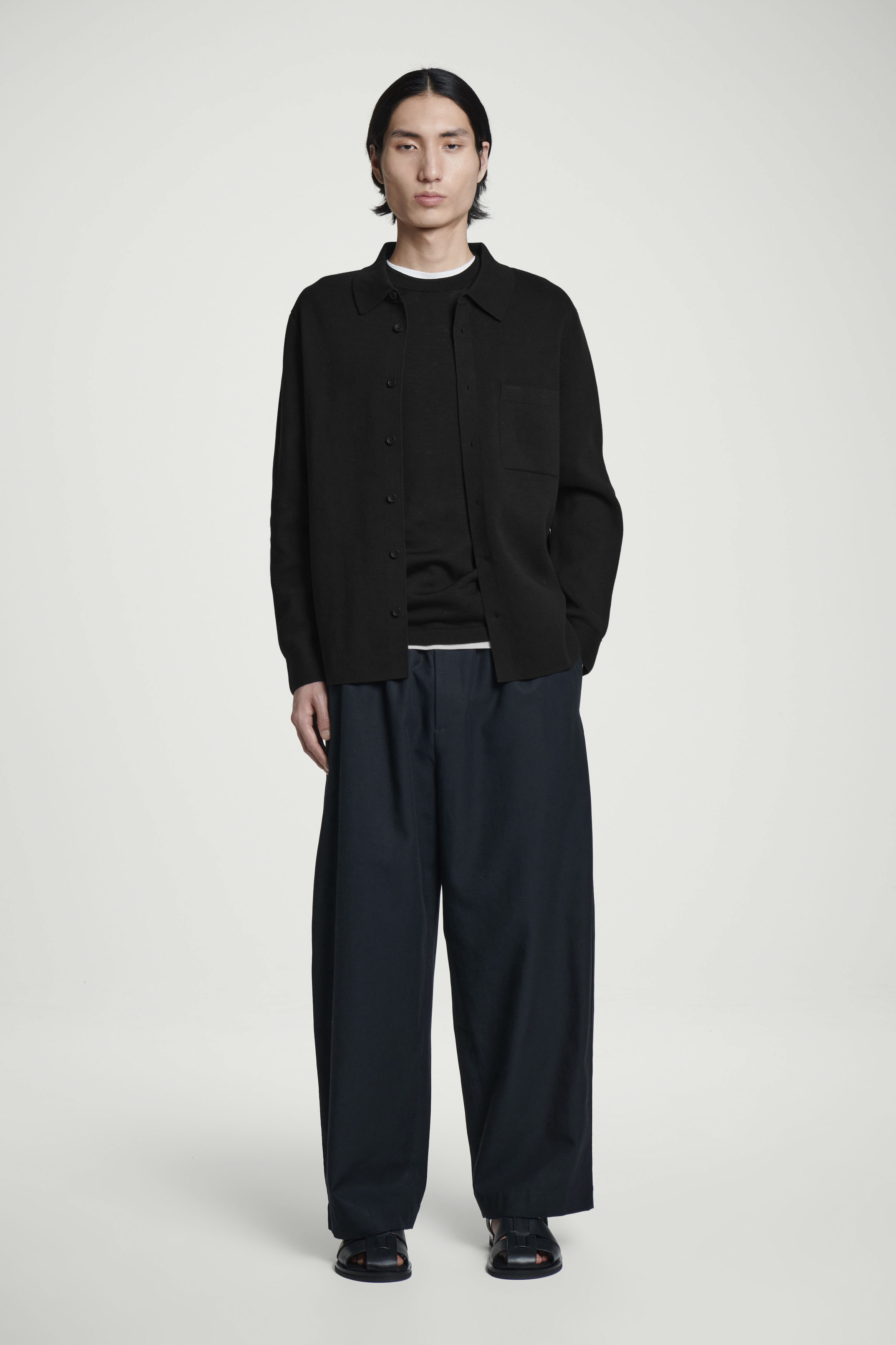 トップス c-boy style Concrete Mood(No.58) Buy Oversized fit textured cuban collar shirt for men online