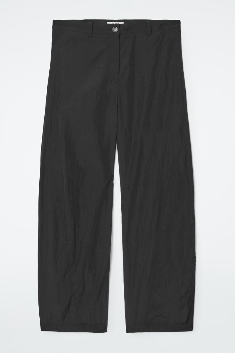 Nylon Barrel-Leg Trousers