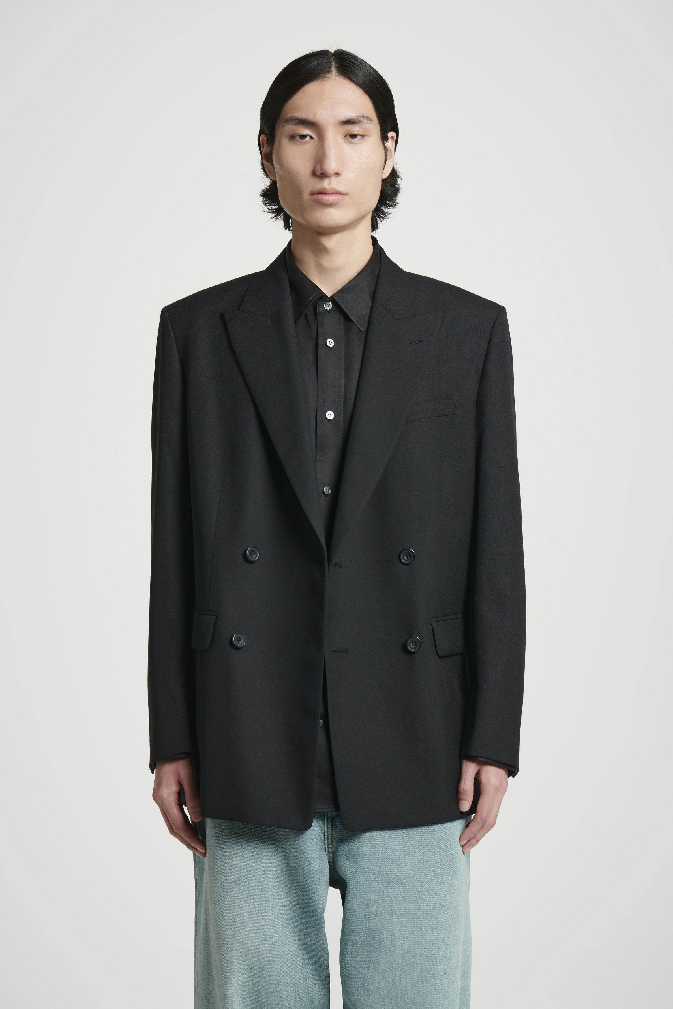 ジャケット Double Breasted Wool Blazer RELAXED DOUBLE-BREASTED WOOL BLAZER - DARK BEIGE | COS
