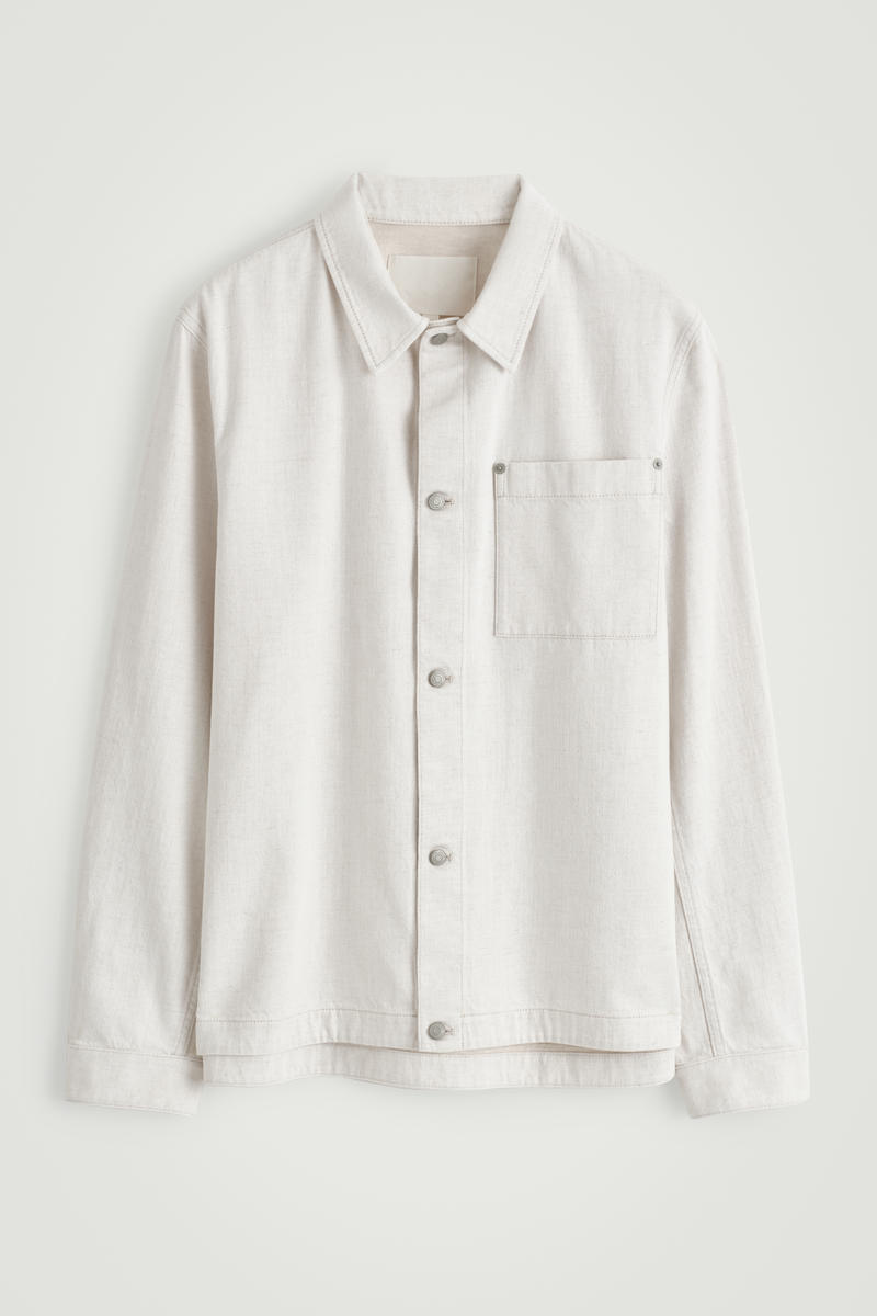 Cotton-Linen Denim Overshirt