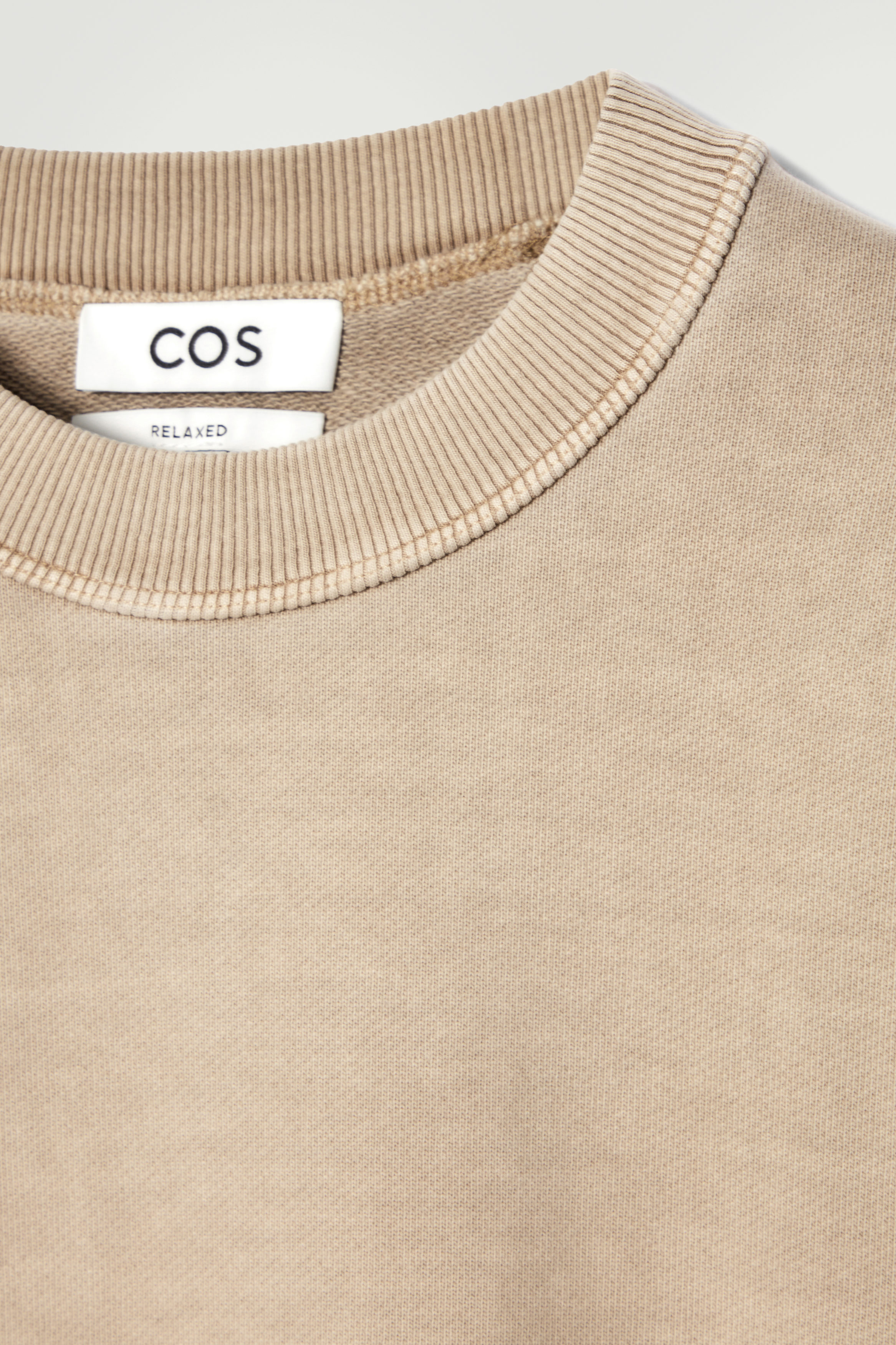 RELAXED WASHED-COTTON SWEATSHIRT - BEIGE RELAXED WASHED-COTTON SWEATSHIRT - BEIGE