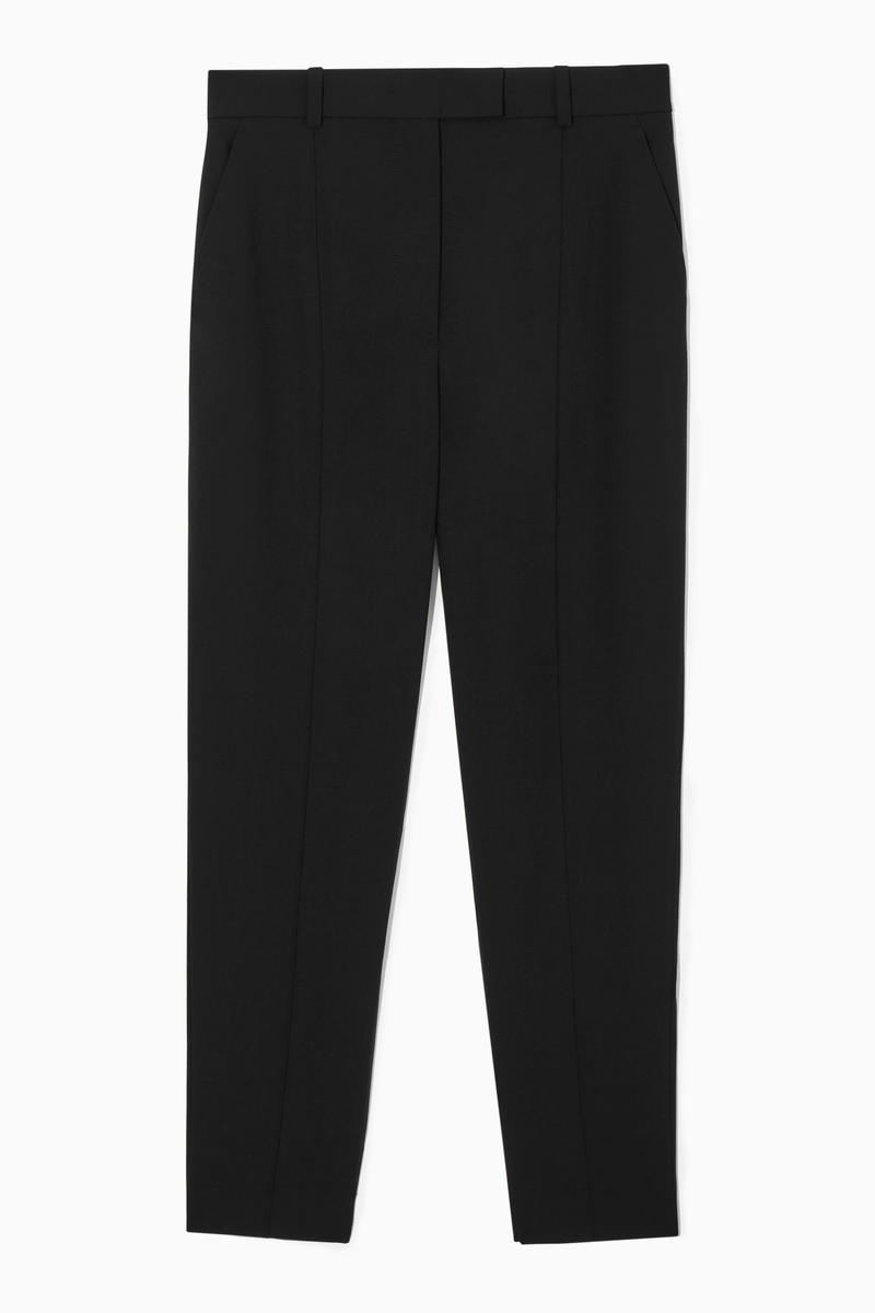 Pintucked Slim-Leg Wool Trousers