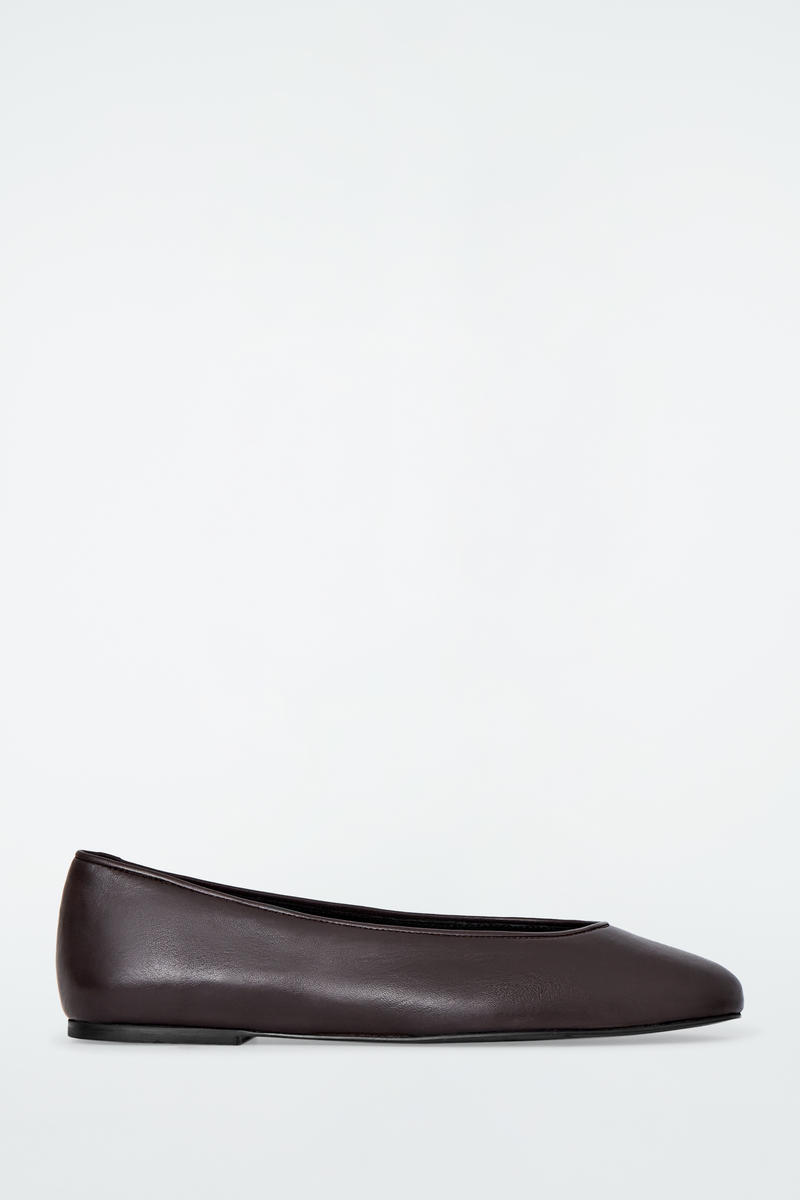 Cos Leather Ballerina Flats In Brown