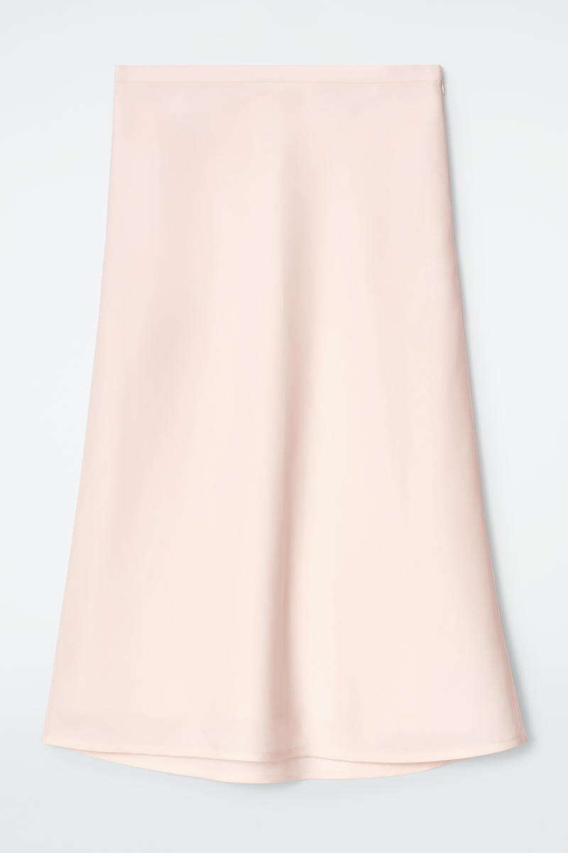 Linen-Blend Midi Column Skirt in Orange