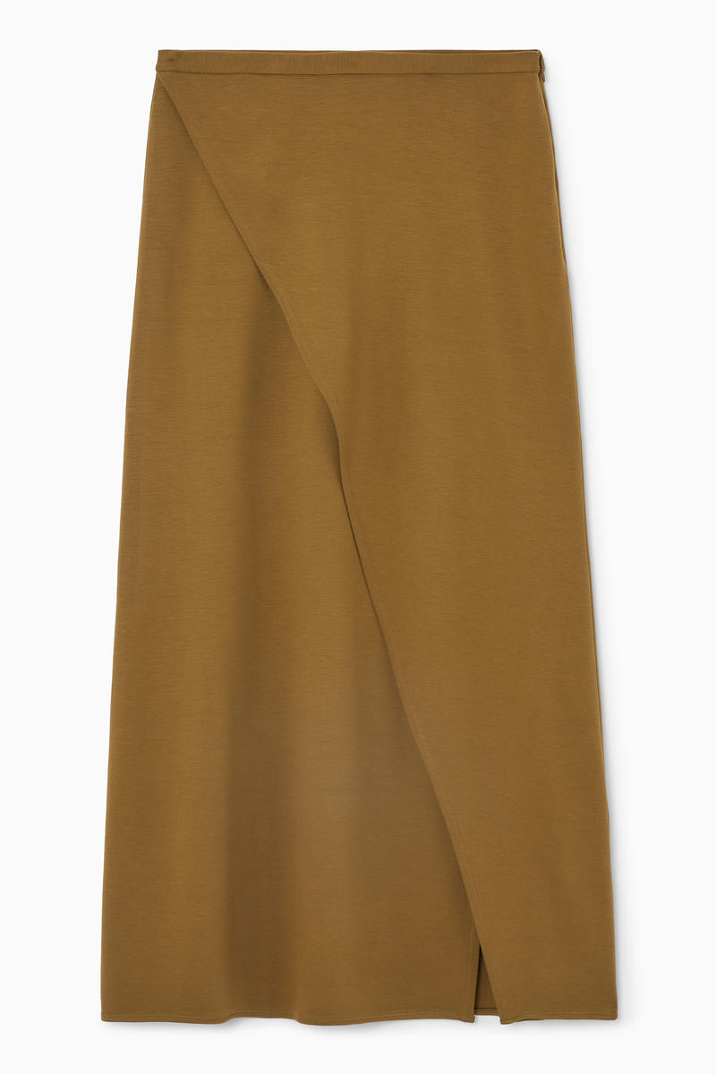 Jersey Wrap Midi Skirt