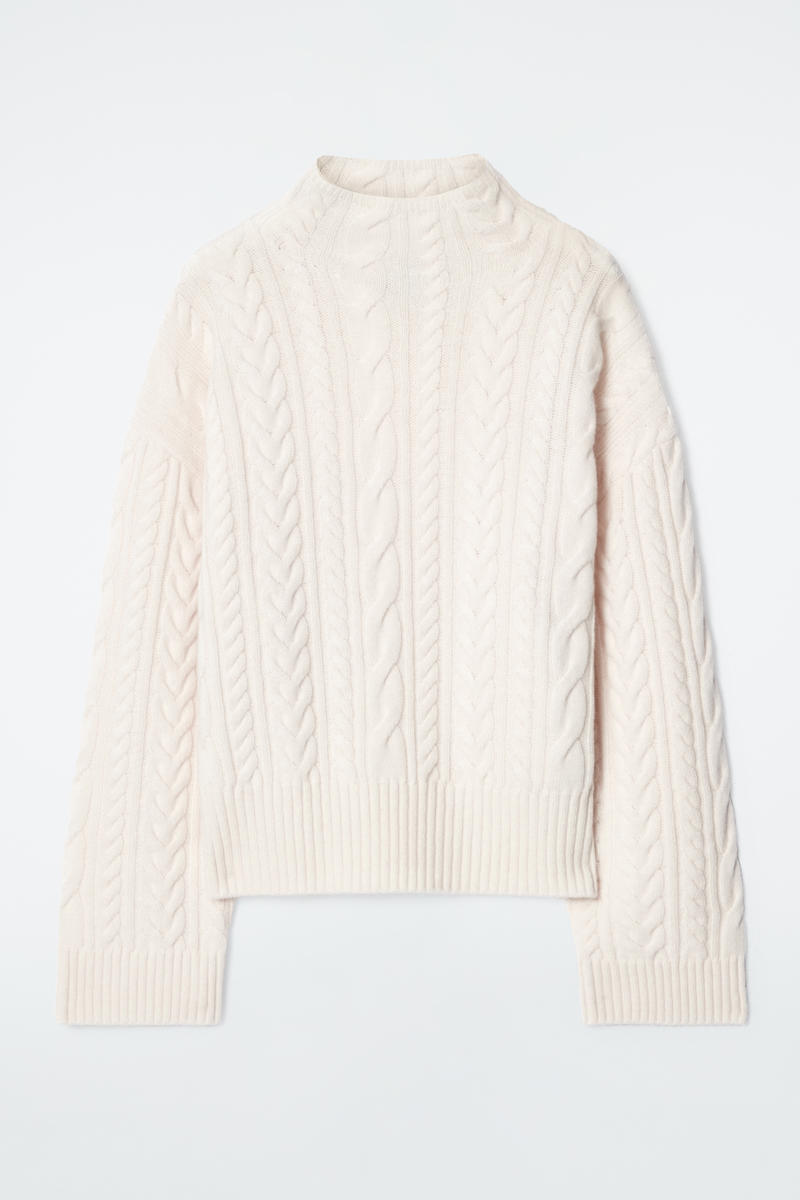 Cable-Knit Wool Funnel-Neck Jumper