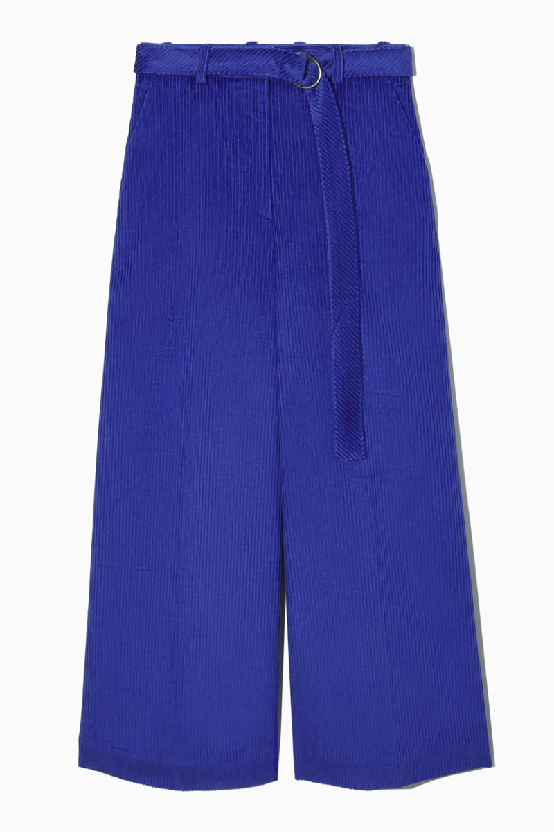 Wide-Leg Corduroy Trousers in Blue