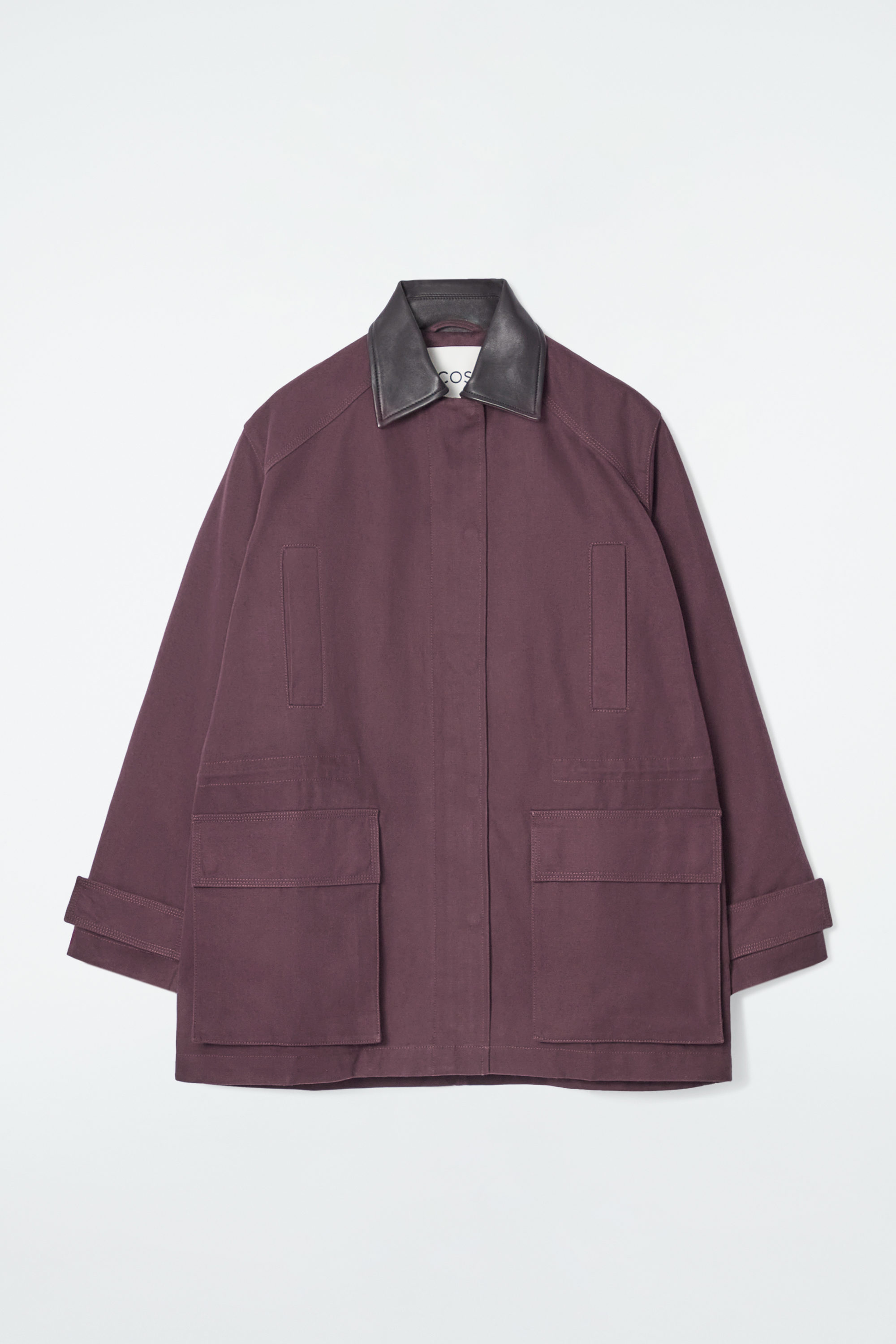 LEATHER-COLLAR FIELD JACKET - BORDEAUX
