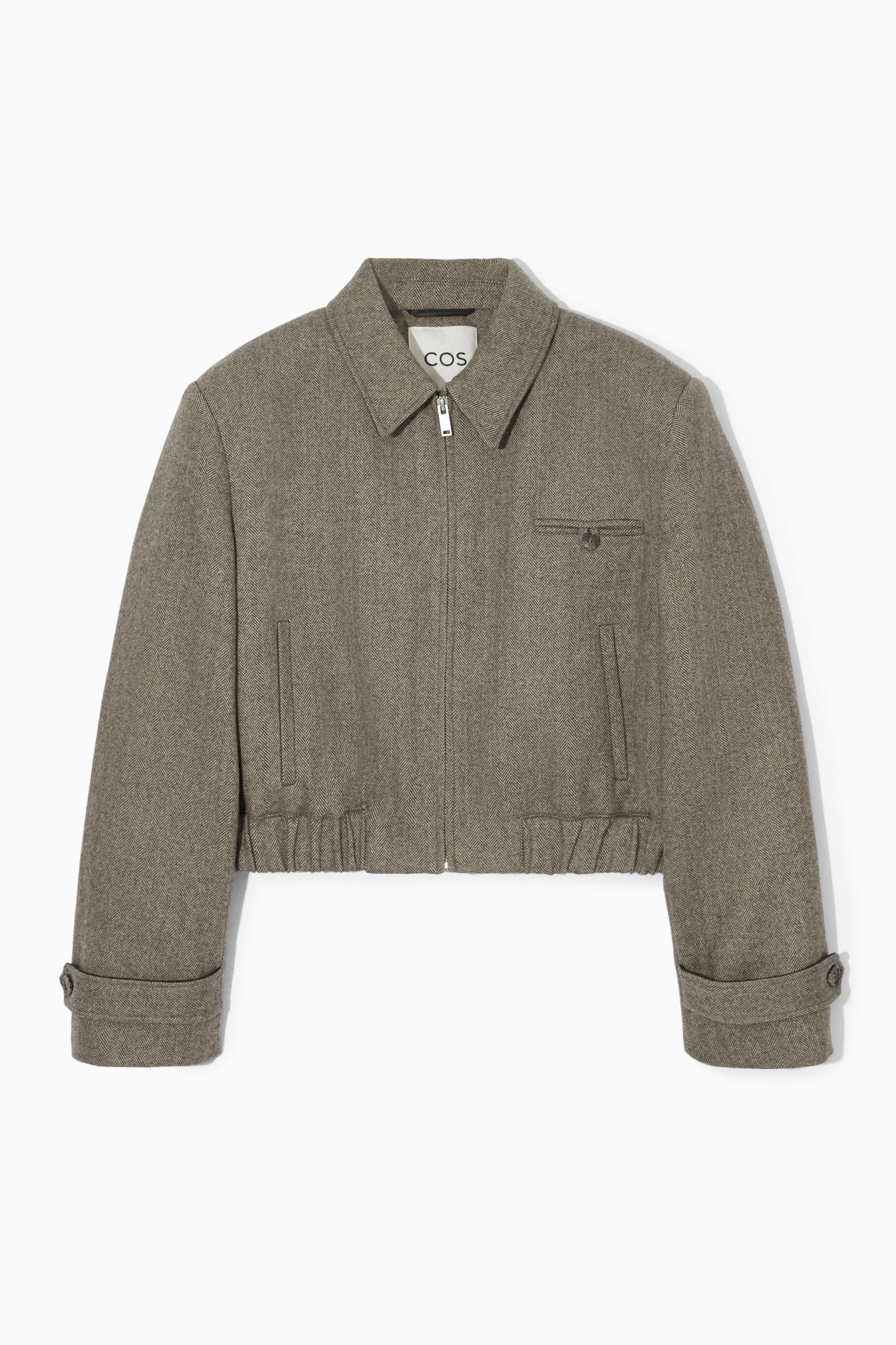 POWER SHOULDER WOOL HERRINGBONE JACKET LIGHT BROWN