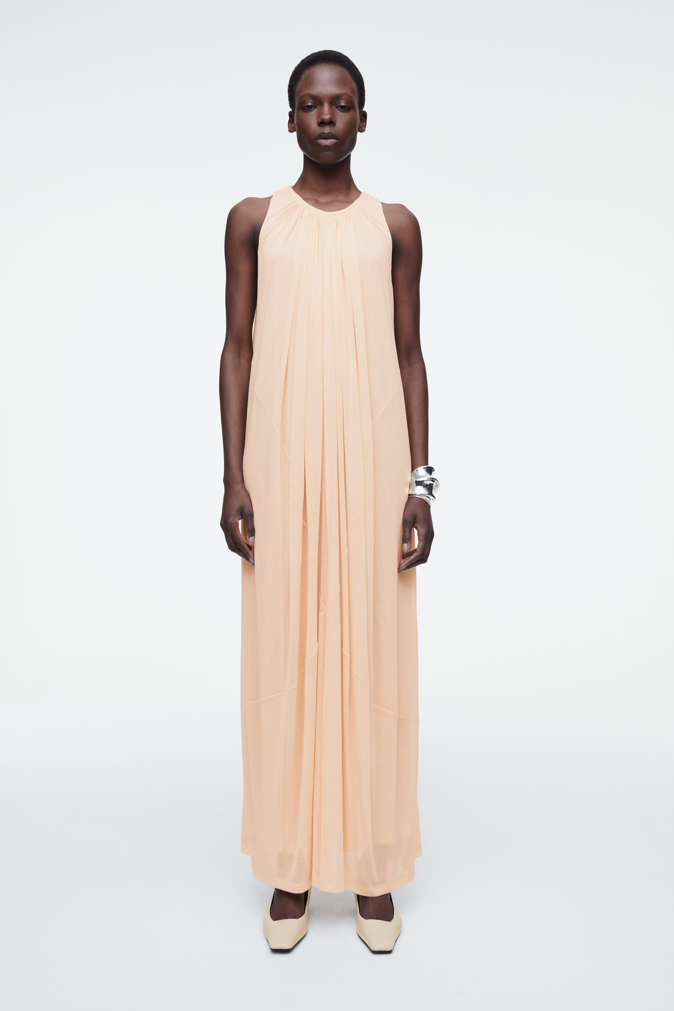 GATHERED HALTERNECK MAXI DRESS