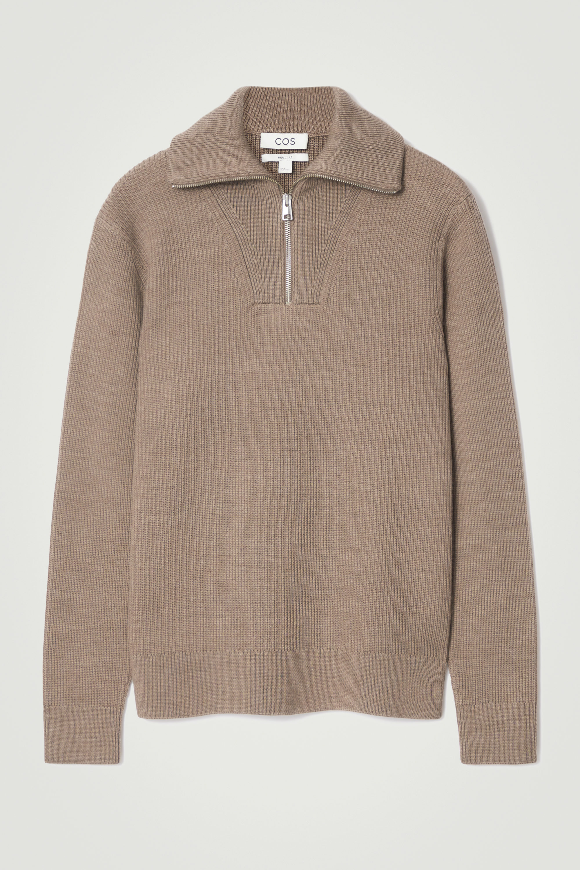MERINO WOOL HALF-ZIP JUMPER - BEIGE MERINO WOOL HALF-ZIP JUMPER - BEIGE