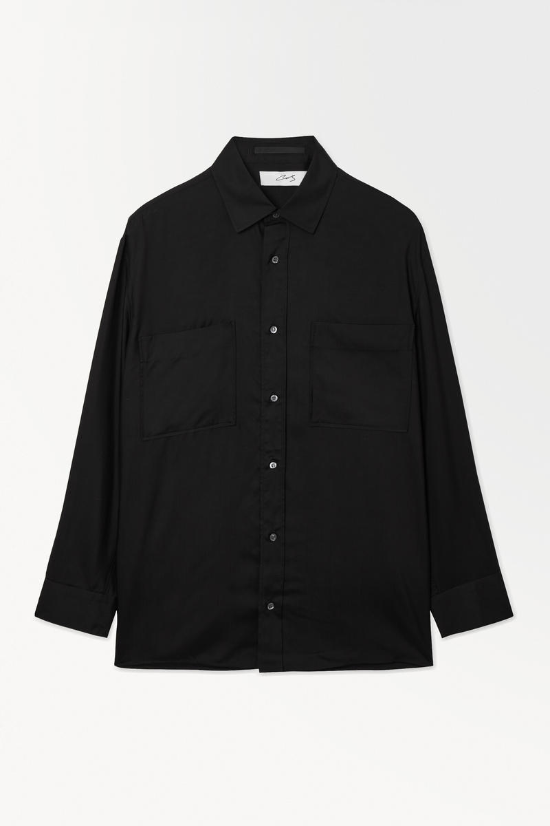 The fluid silk shirt - BLACK - men | COS AU