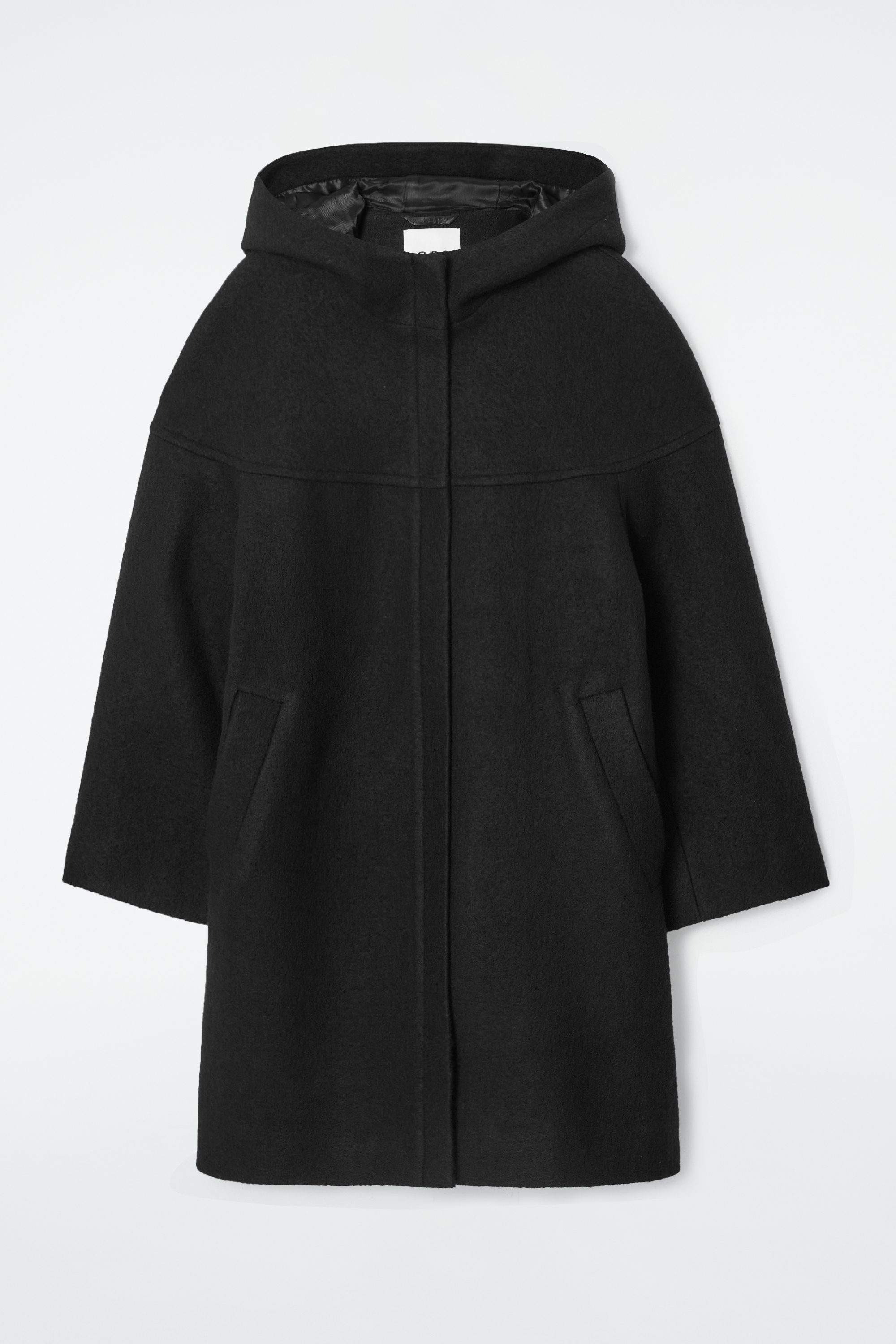 HOODED BOILED-WOOL COAT - BLACK | COS