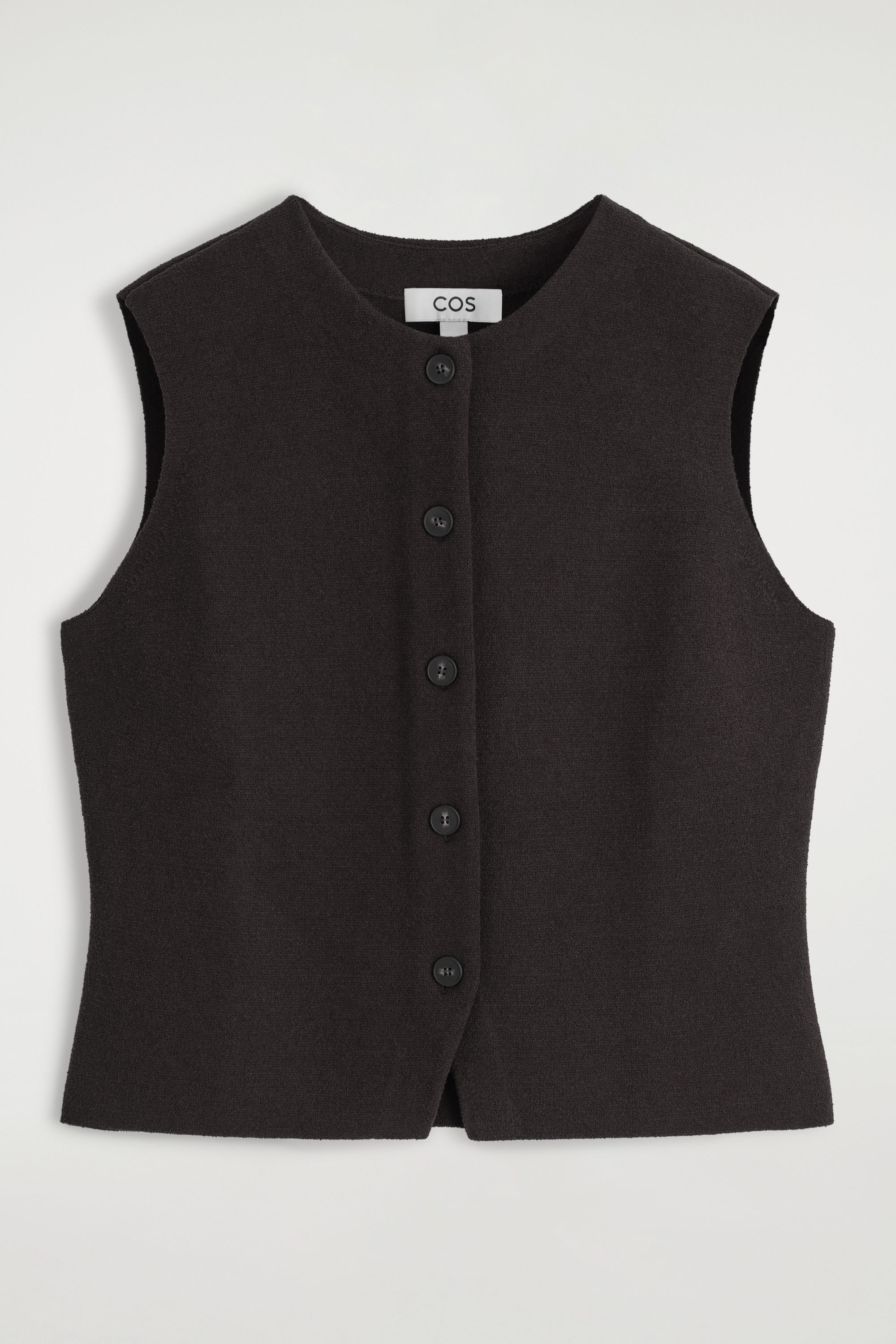 KNITTED COTTON VEST - DARK BROWN | COS