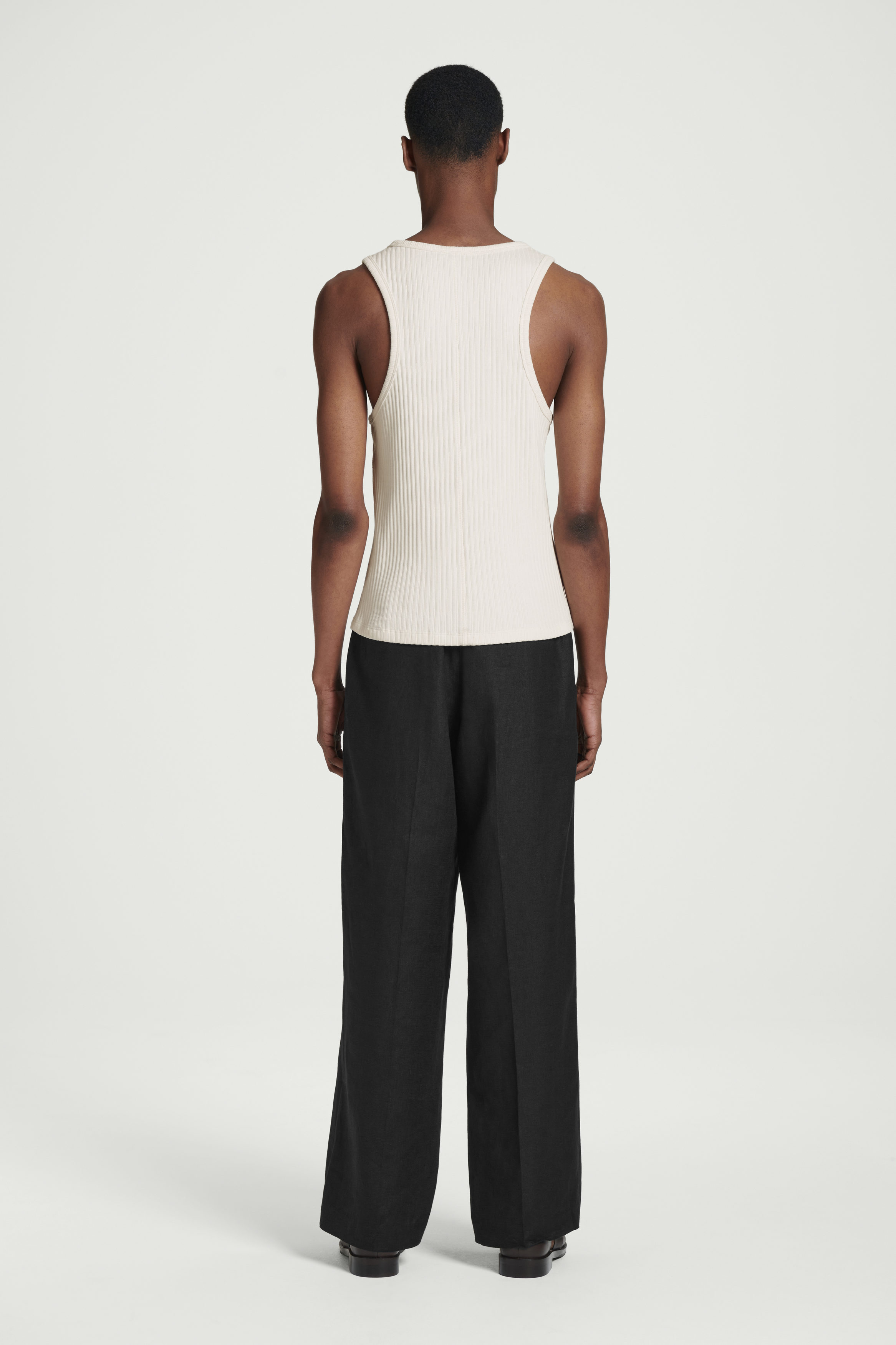 SLIM RIBBED-KNIT COTTON TANK TOP - OFF-WHITE | COS