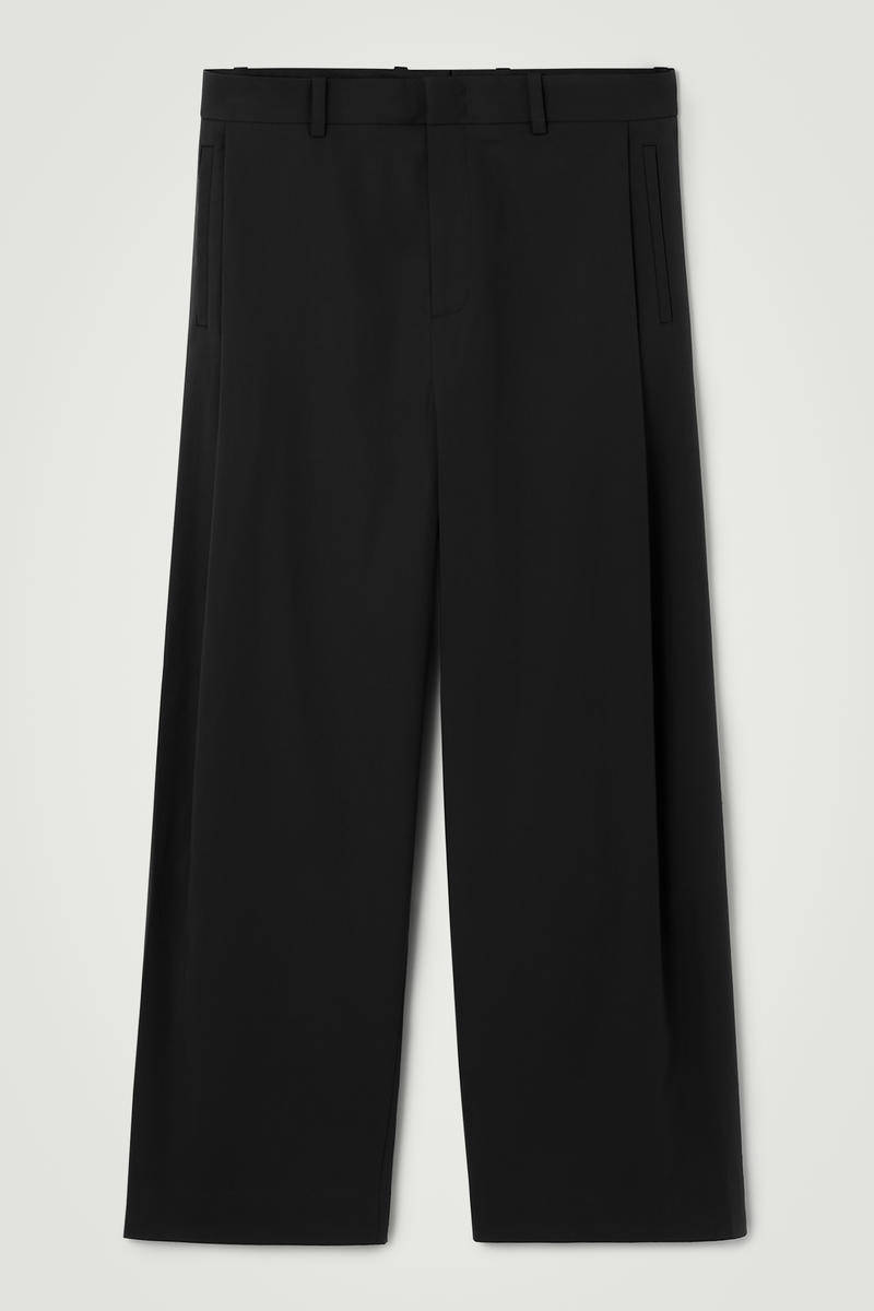 Pleated Cotton Wide-Leg Trousers