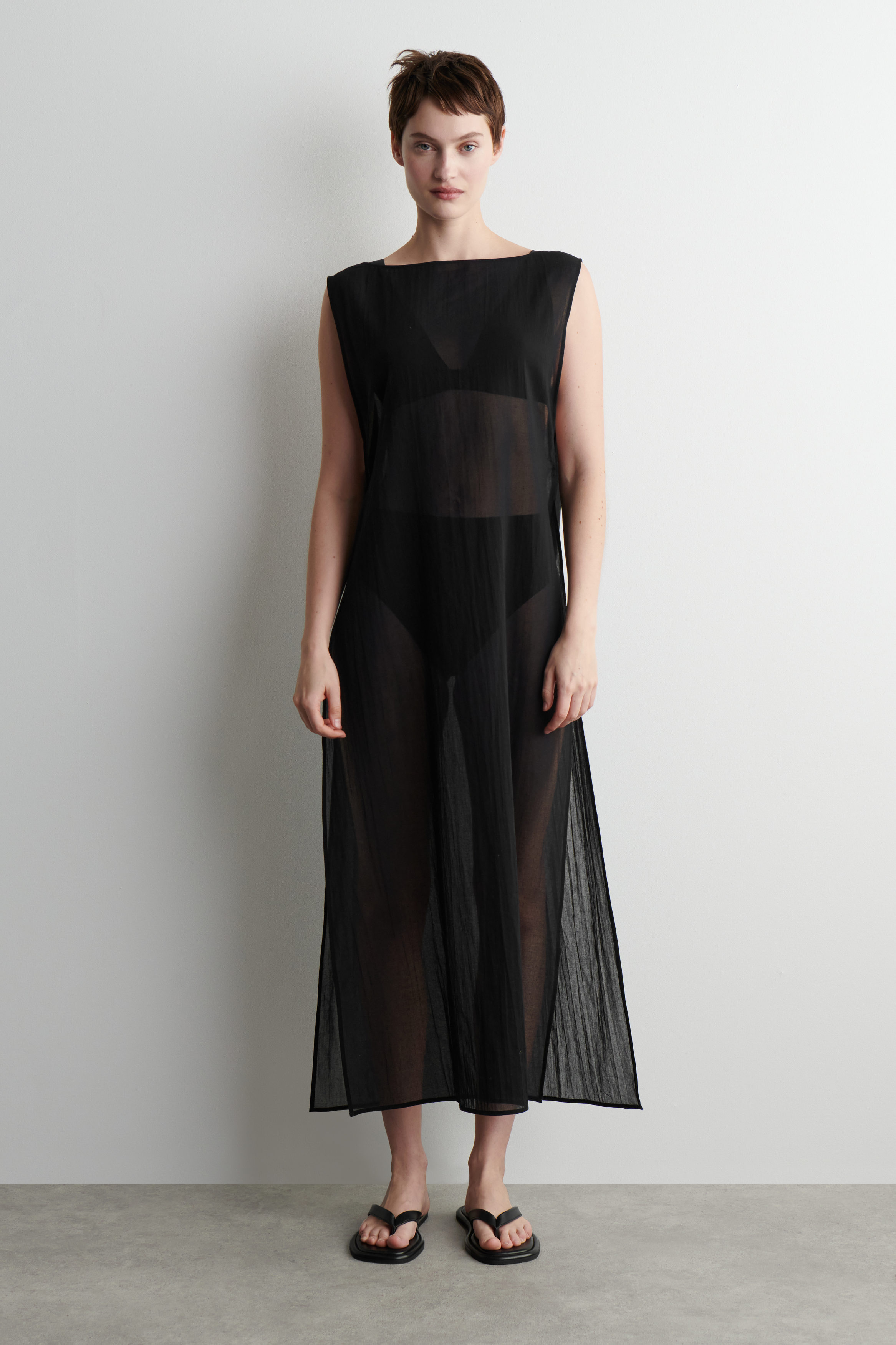 売れ筋がひ贈り物！ - TUNIC SHEER OPEN-SIDE BLACK COS | トップス