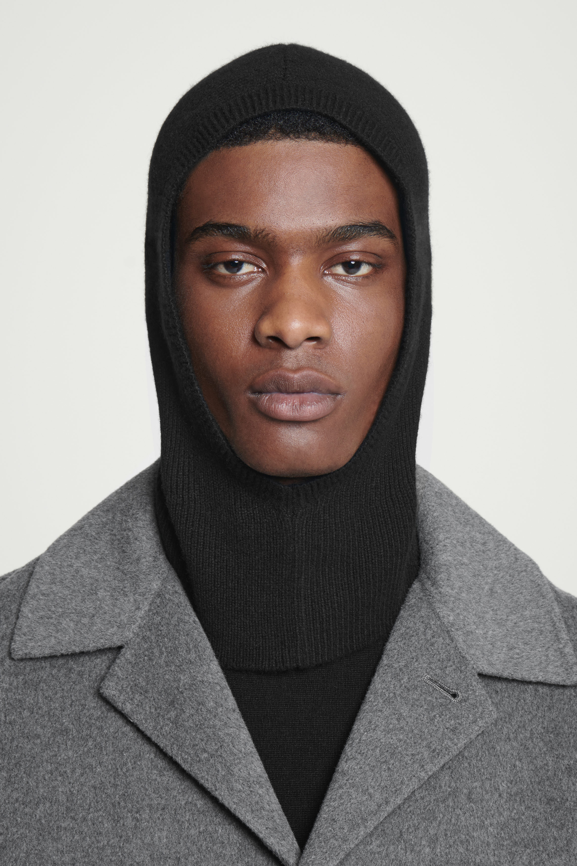 RIBBED WOOL-CASHMERE BALACLAVA - BLACK | COS