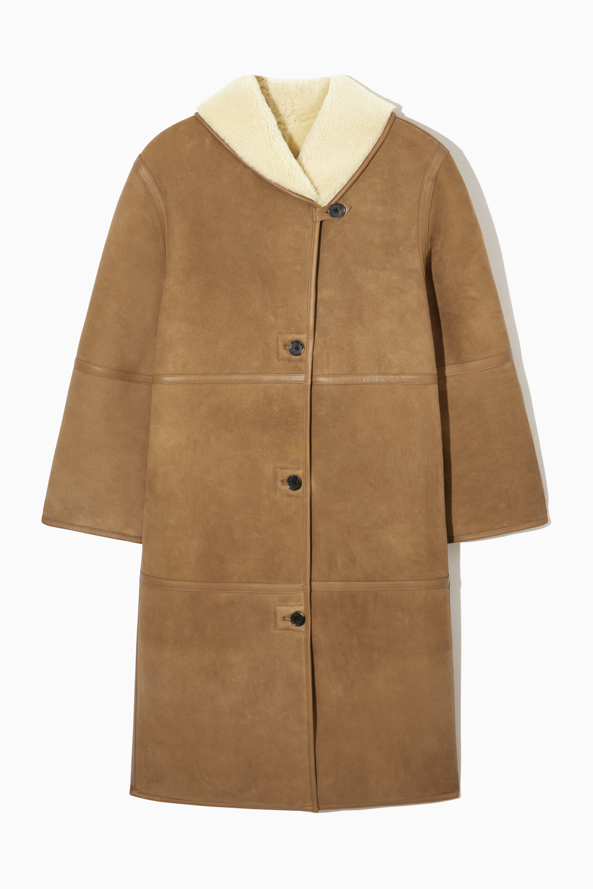 ☆【PARTIMENTO】☆REVERSIBLE SUEDE SHEARLING MAXI COA.T☆ Reece Reversible Shearling Maxi Coat | Stone – Well Heeled