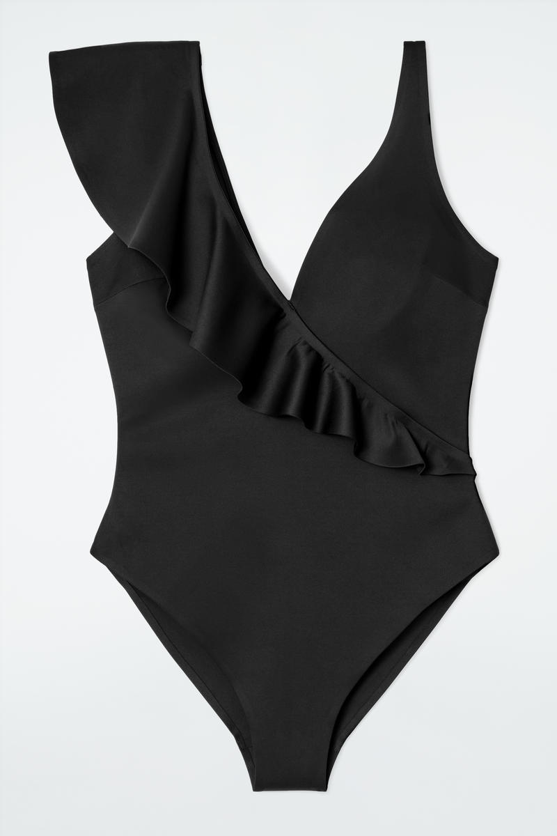 Asymmetric Ruffled Swimsuit