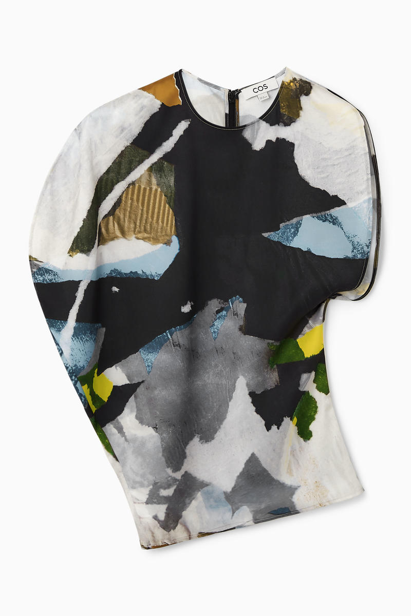 Printed Asymmetric Blouse in Multicolor