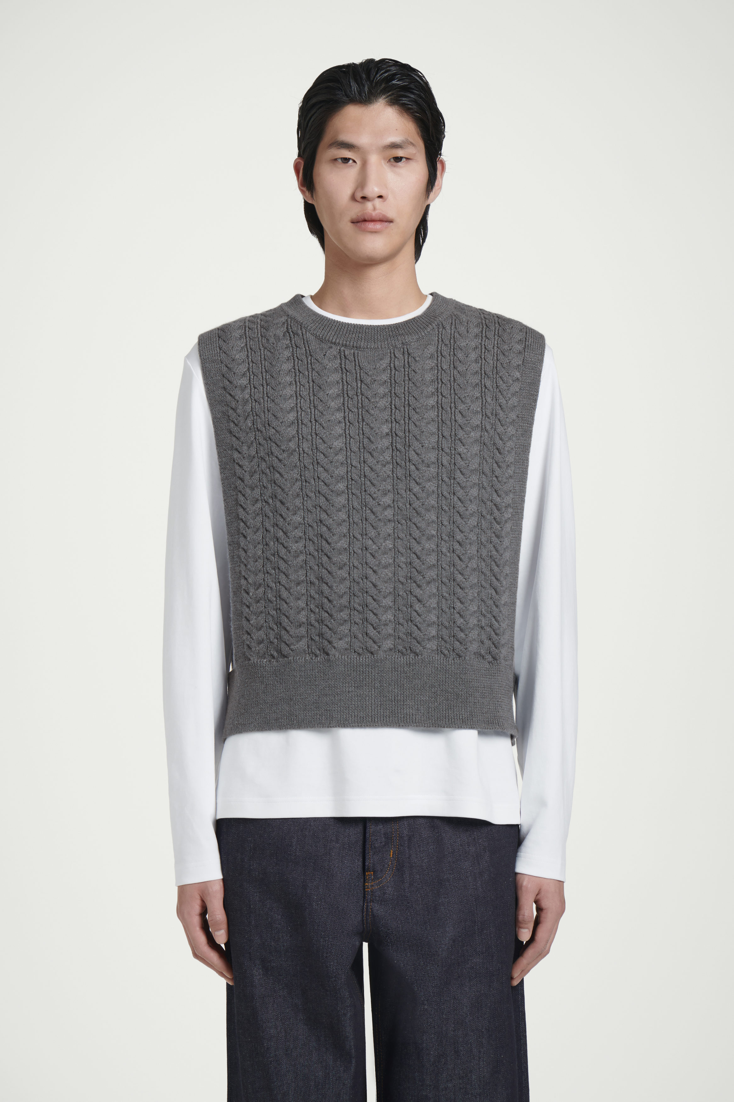 CABLE-KNIT WOOL HYBRID TANK