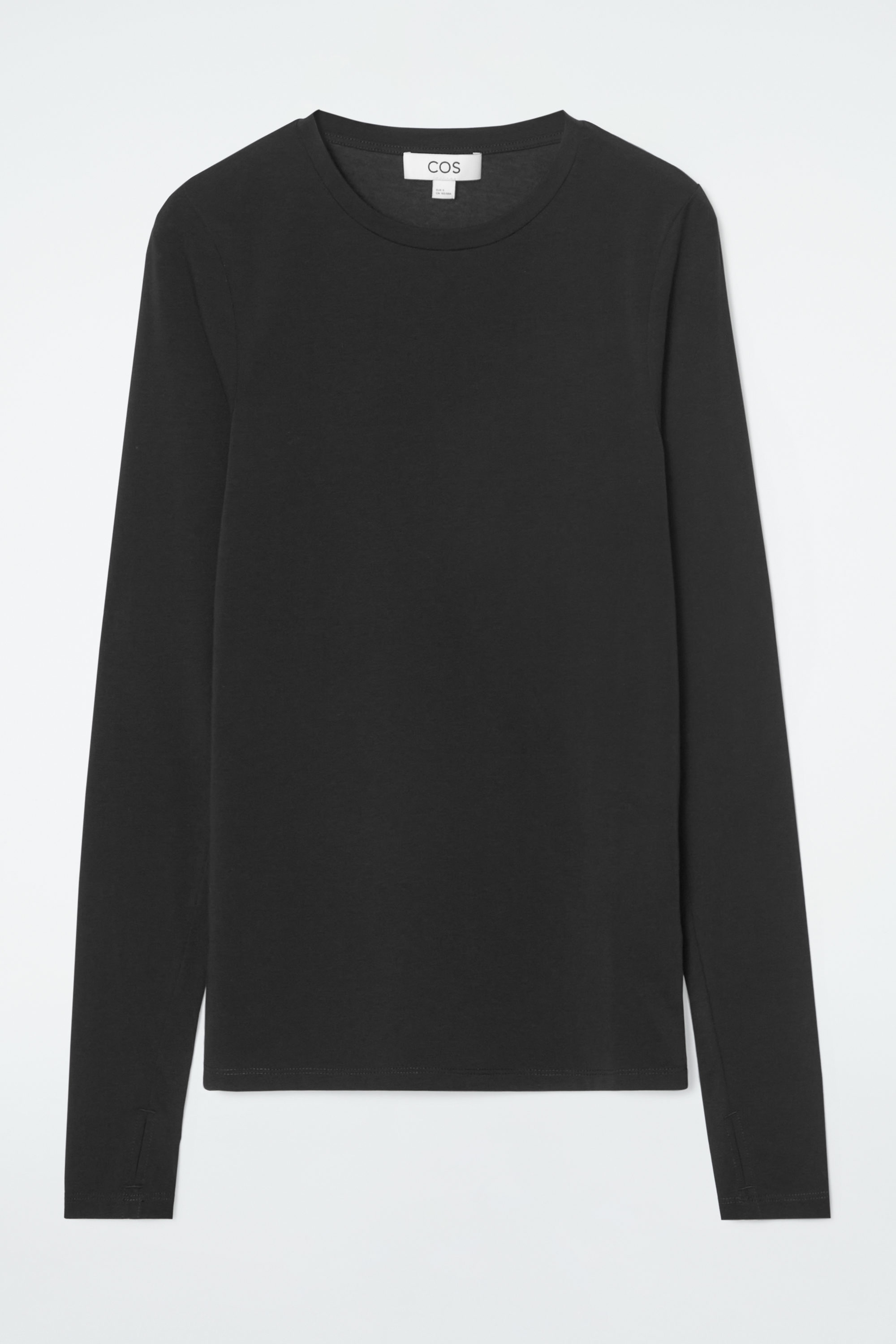 SLIM LIGHTWEIGHT LONG-SLEEVED TOP - BLACK