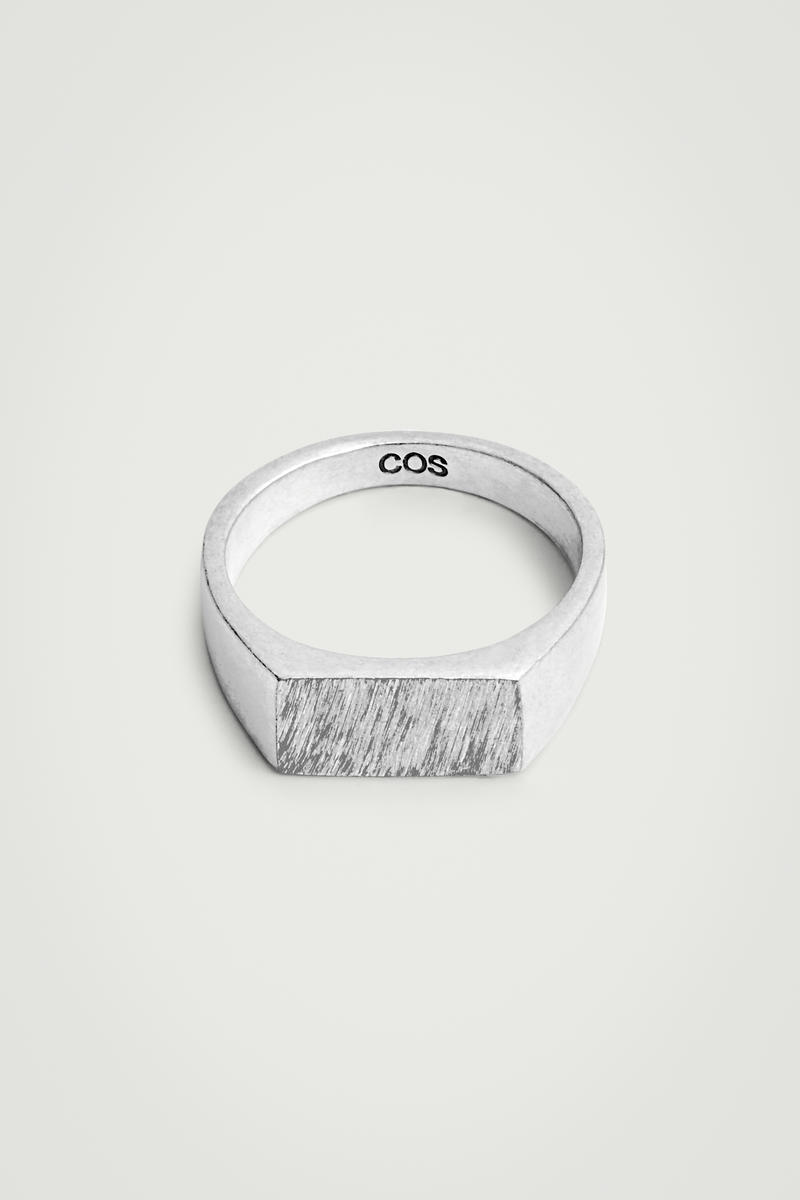 Slim Brushed Signet Ring