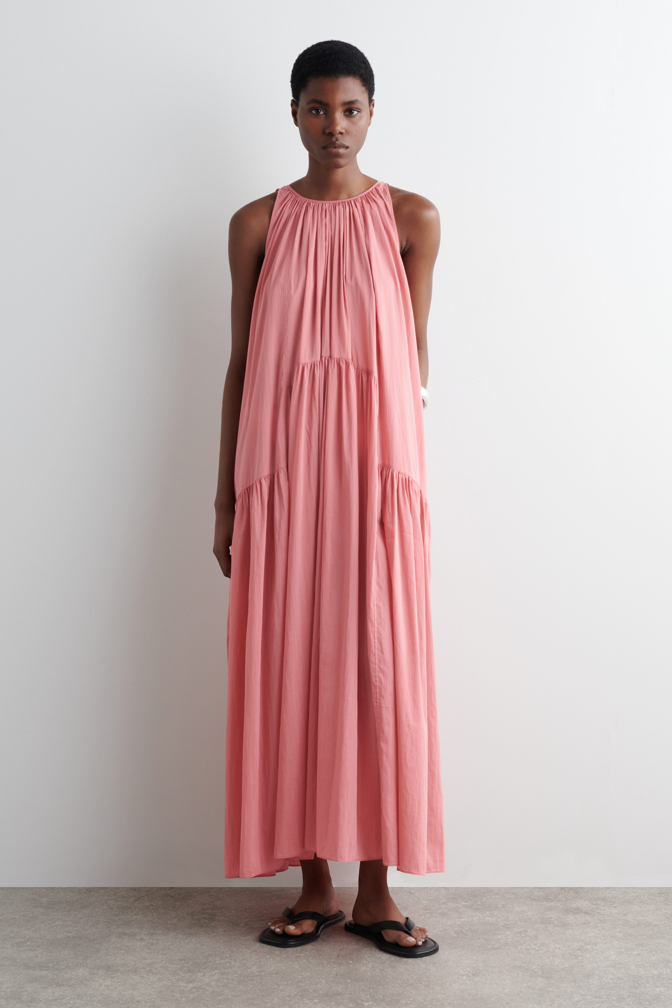 GATHERED HALTERNECK MAXI DRESS