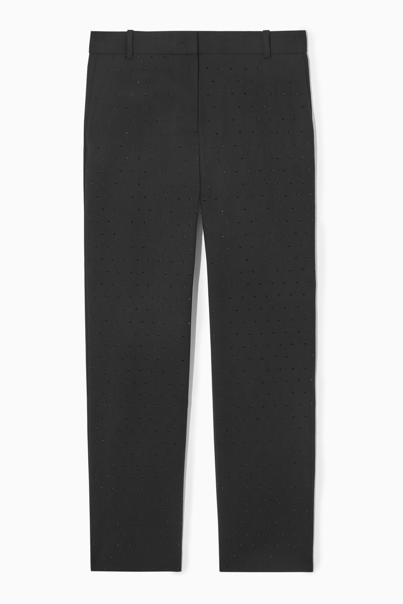 Diamanté-Embellished Wool-Blend Trousers