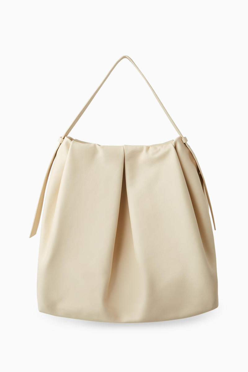 Oversized Pleated Shoulder Bag - Leather