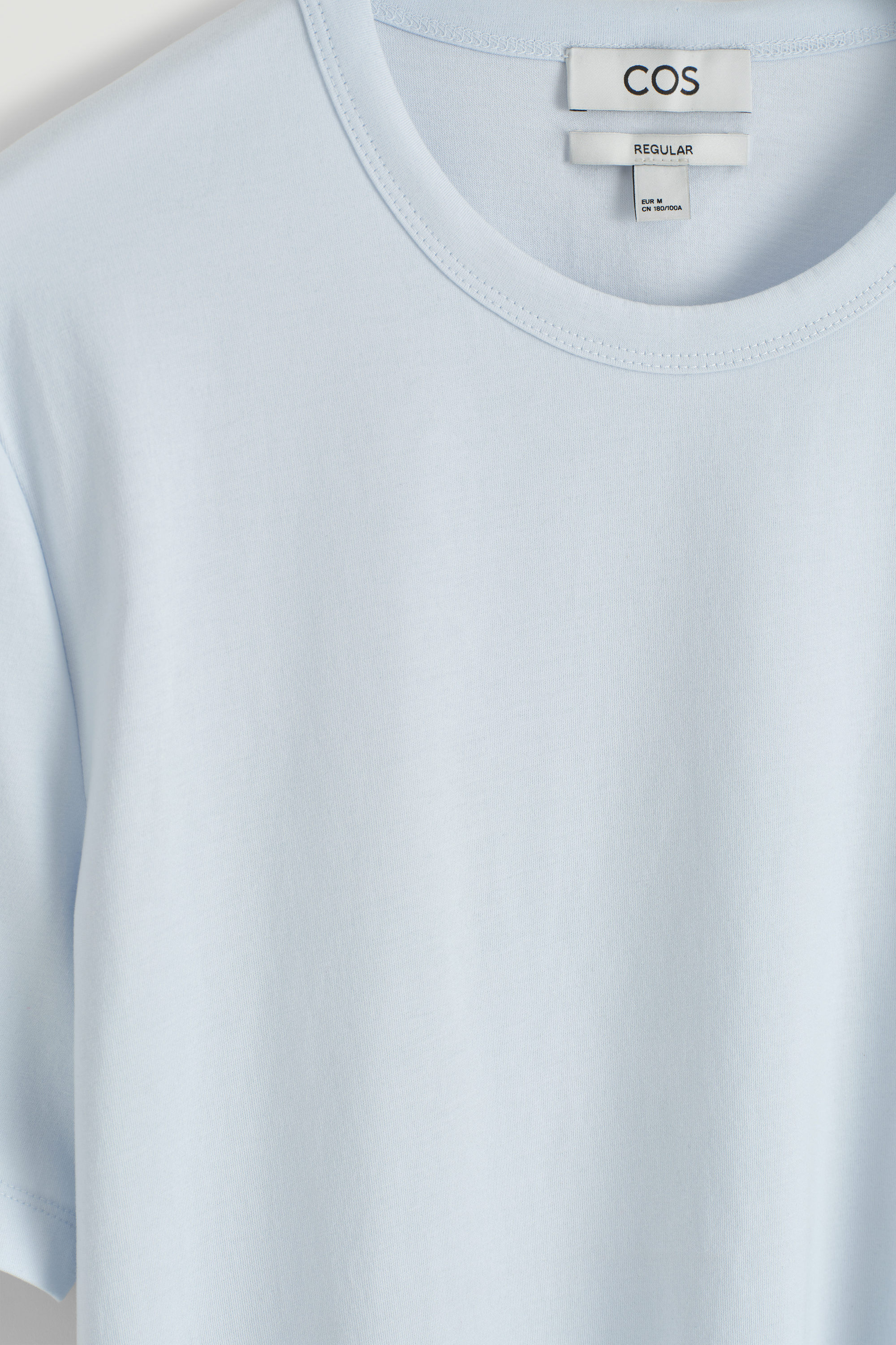 REGULAR LIGHTWEIGHT BRUSHED-COTTON T-SHIRT - LIGHT BLUE REGULAR LIGHTWEIGHT BRUSHED-COTTON T-SHIRT - LIGHT BLUE