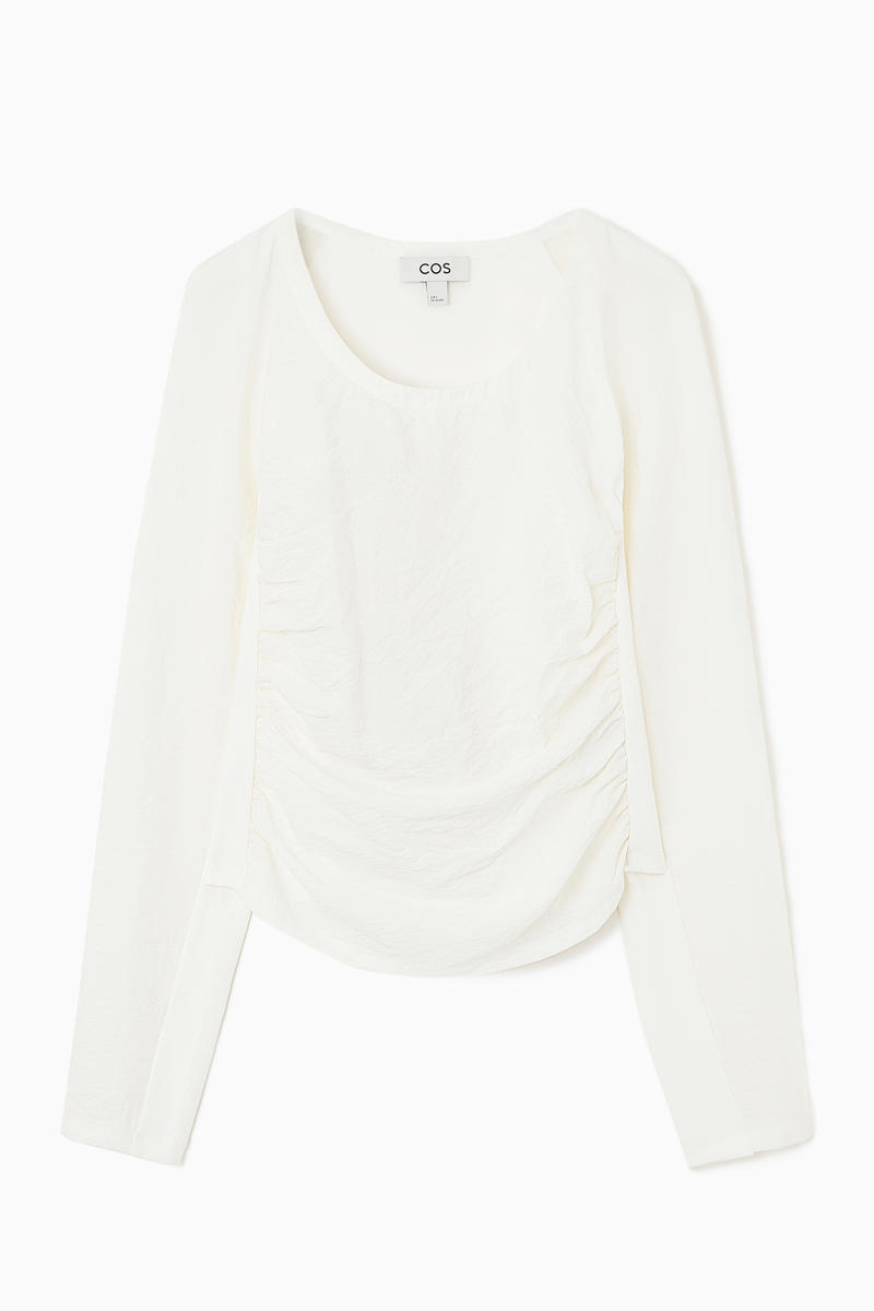 Silk-Panelled Scoop-Neck Top