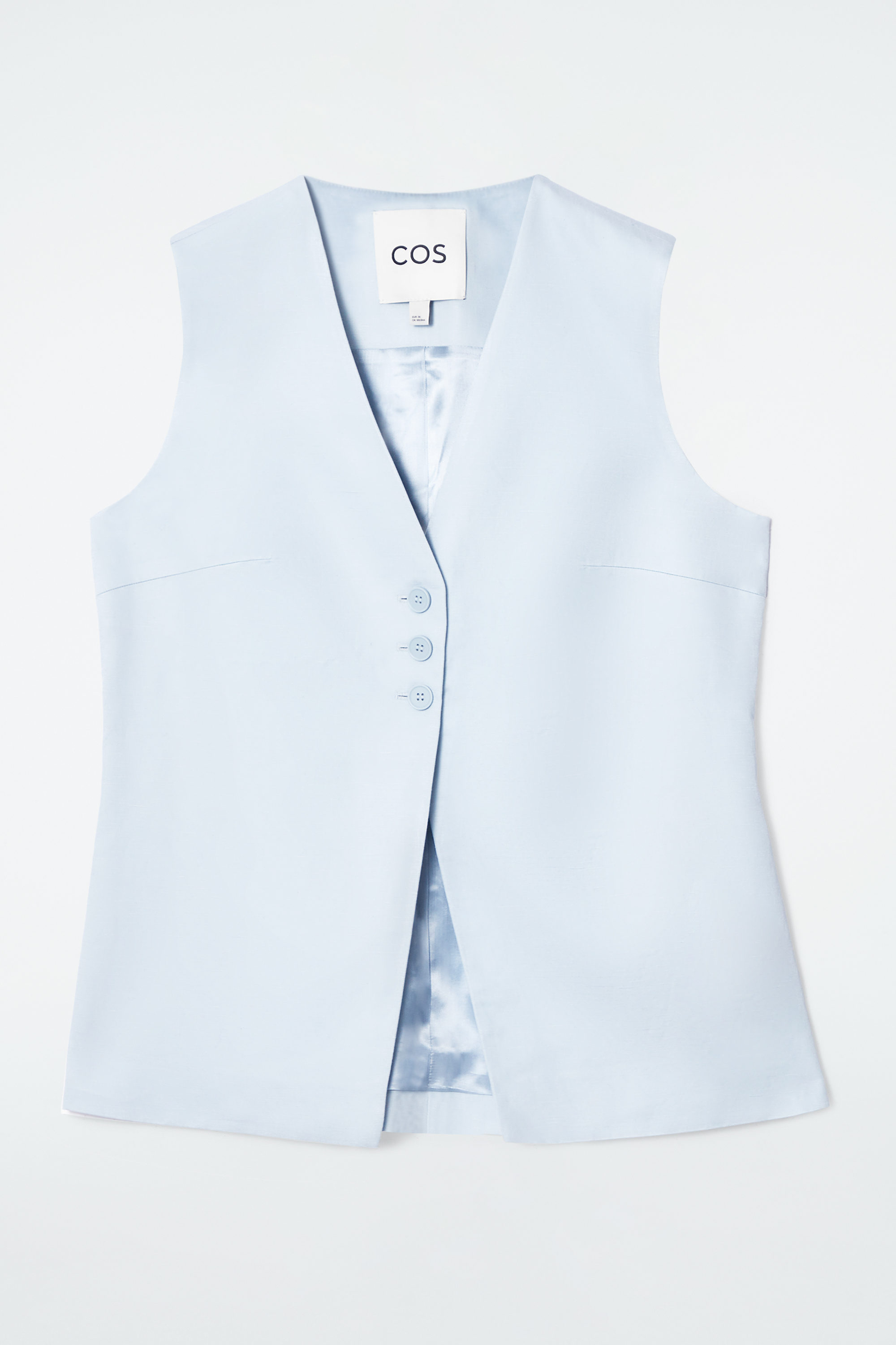 LONGLINE LINEN-BLEND WAISTCOAT - LIGHT BLUE | COS