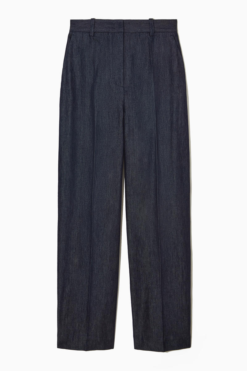 Tailored Straight-Leg Denim Trousers in Blue