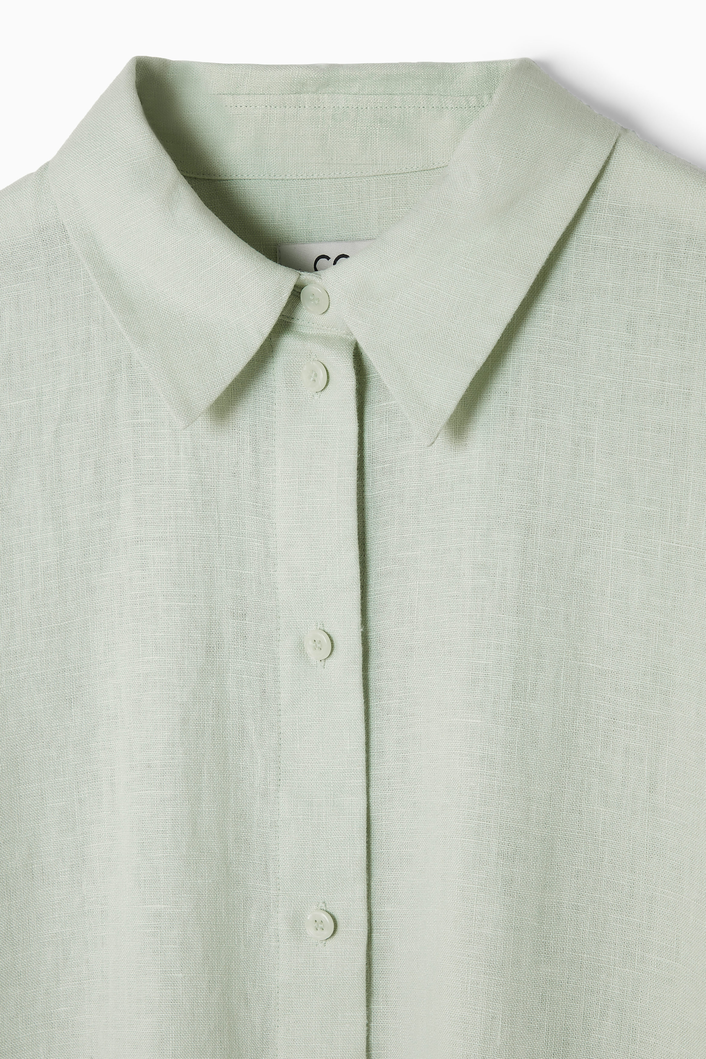 OVERSIZED LINEN MIDI SHIRT DRESS - LIGHT GREEN | COS