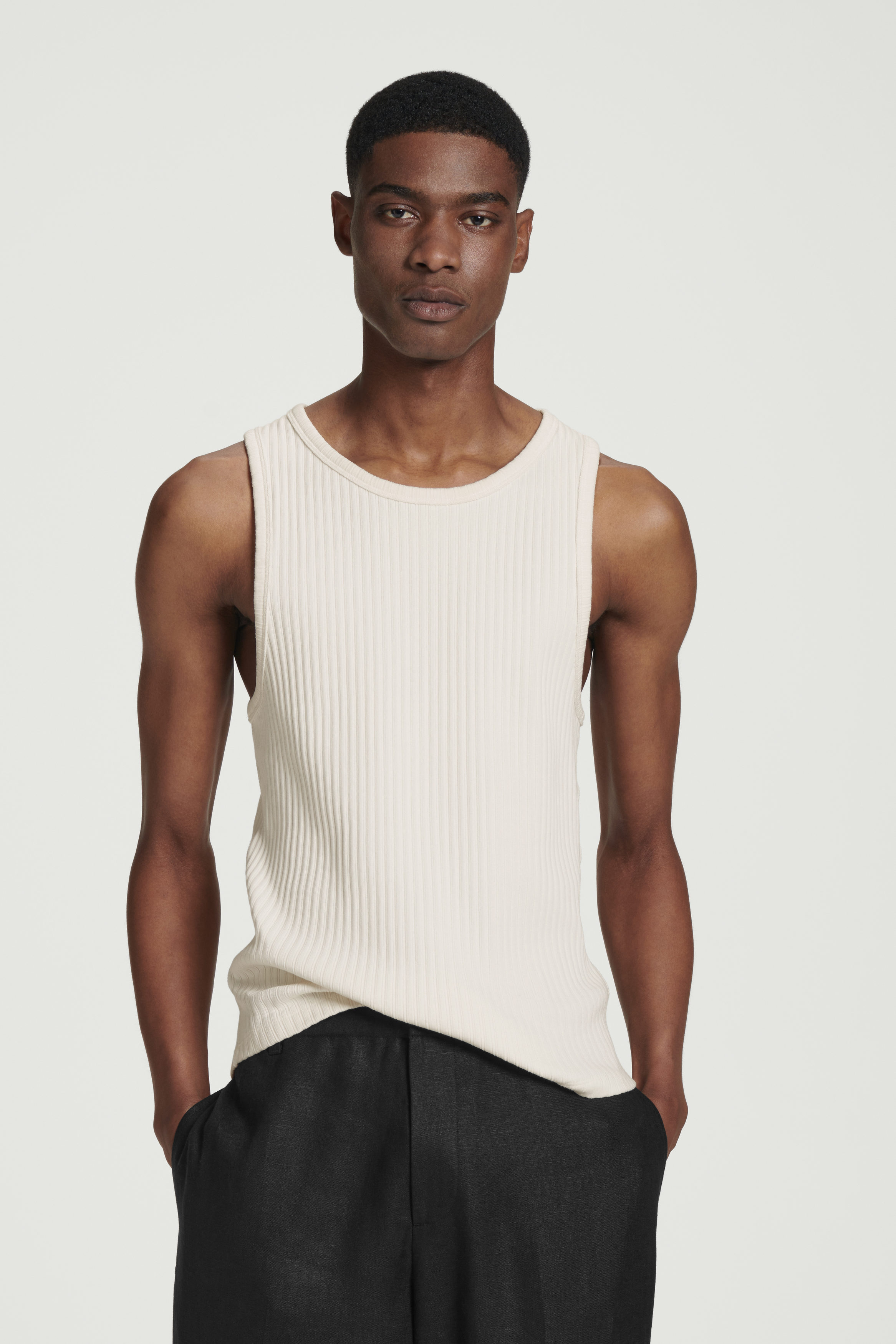 Tシャツ・カットソー SPORTMAX TIONE COTTON RIBBED TANK TOP Ribbed cotton tank top, white | Sportmax
