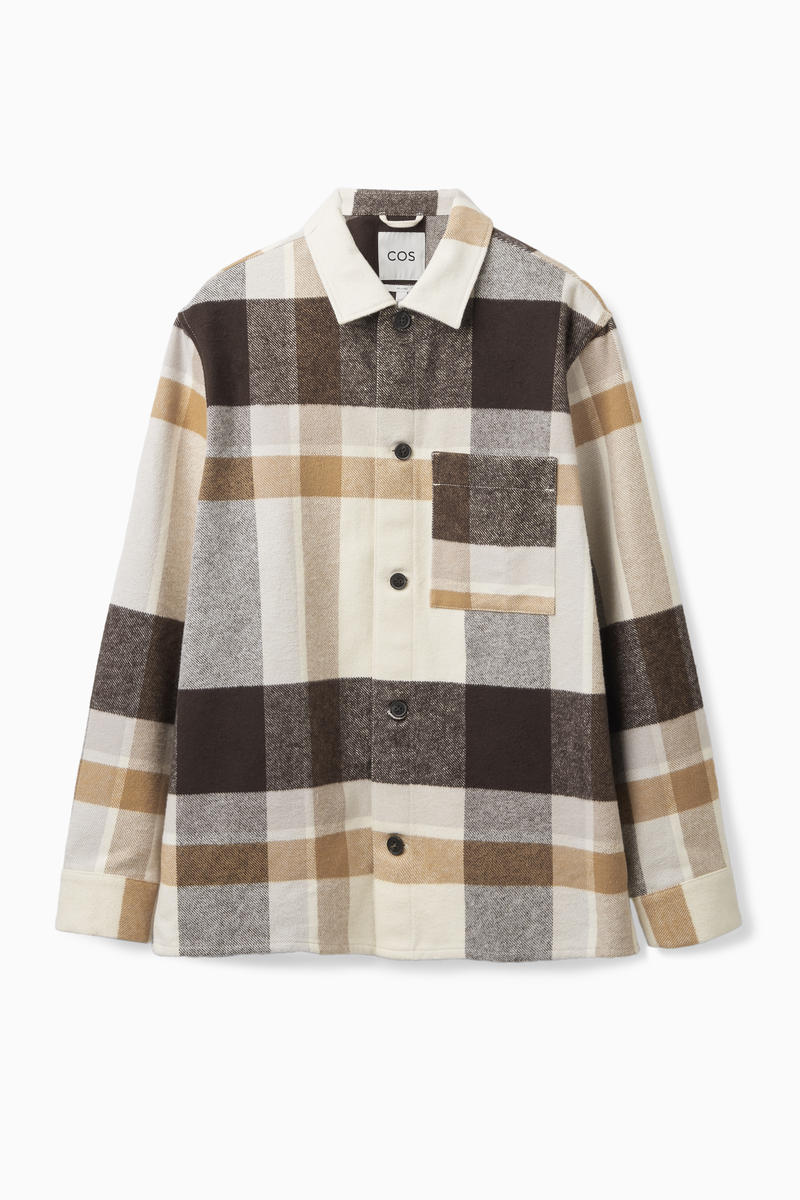 beige checked overshirt