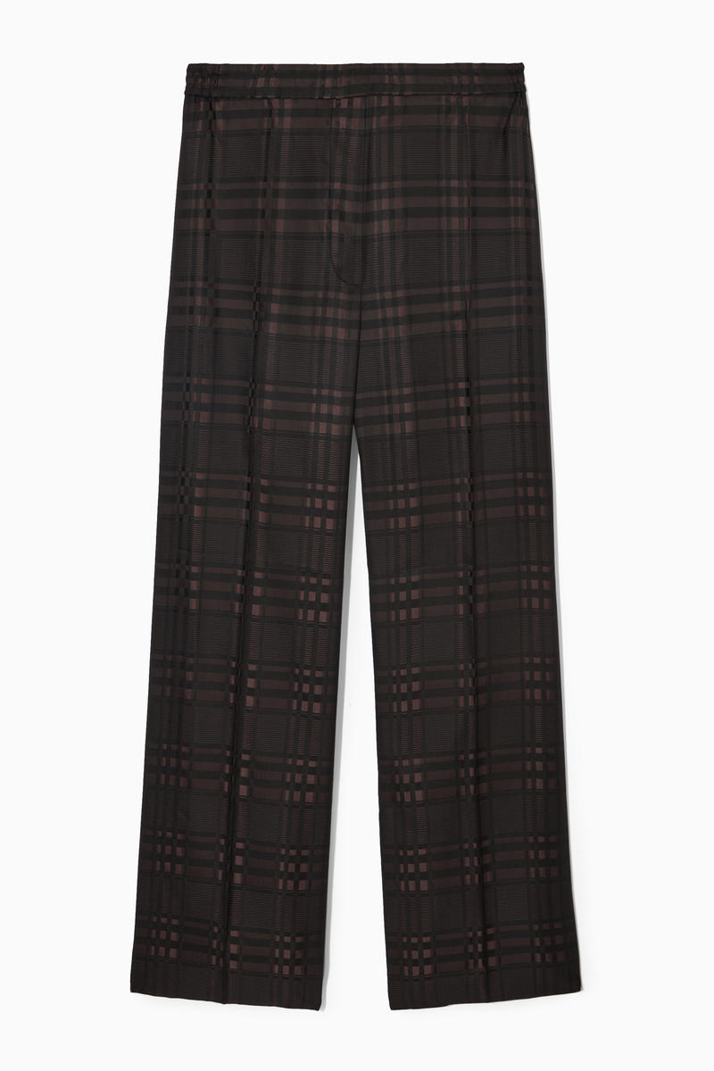 Straight-Leg Checked Jacquard Trousers