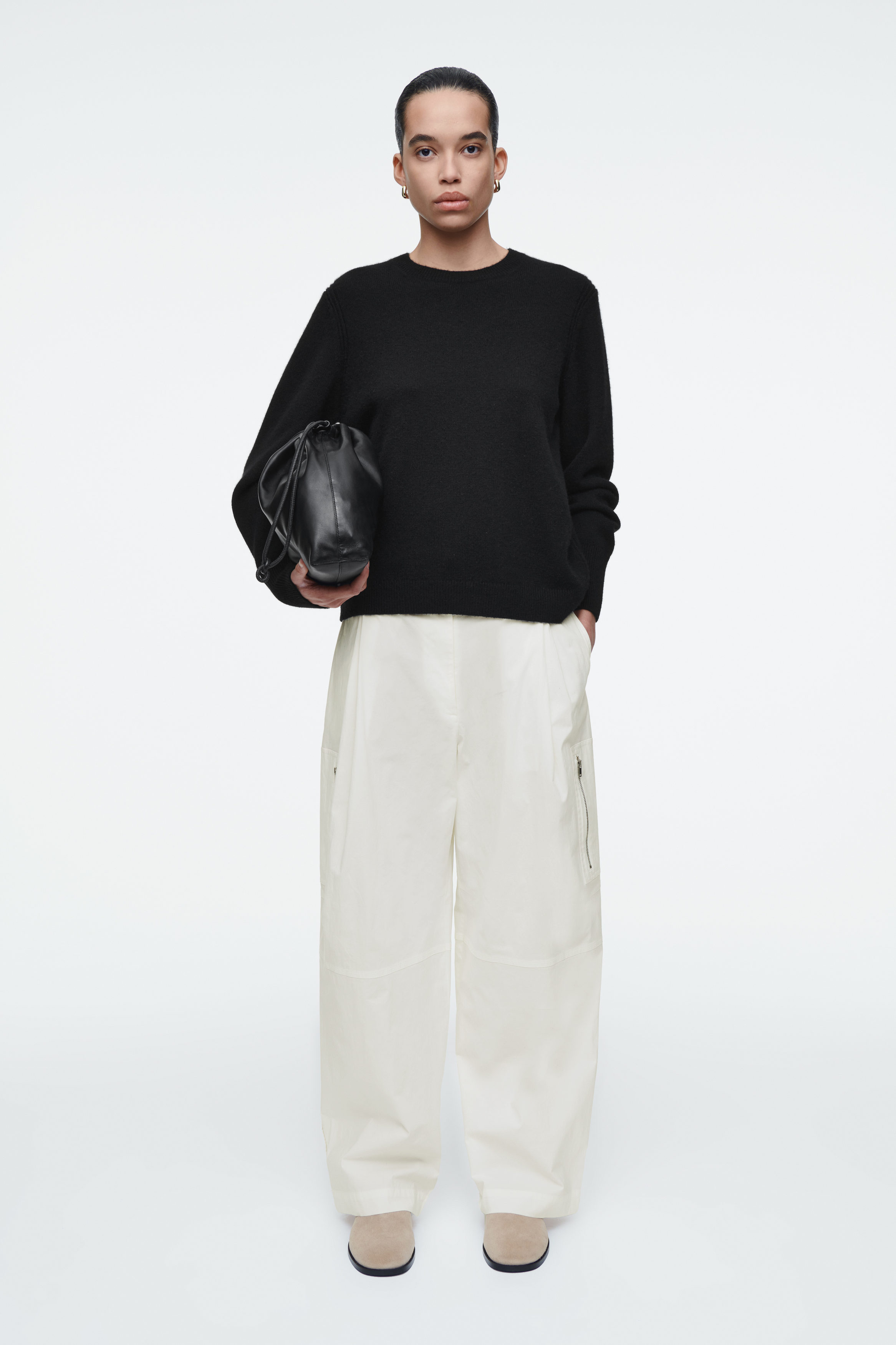 UTILITY BARREL-LEG CARGO TROUSERS - OFF-WHITE | COS