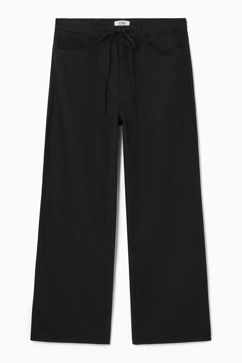 Wide-Leg Drawstring Trousers