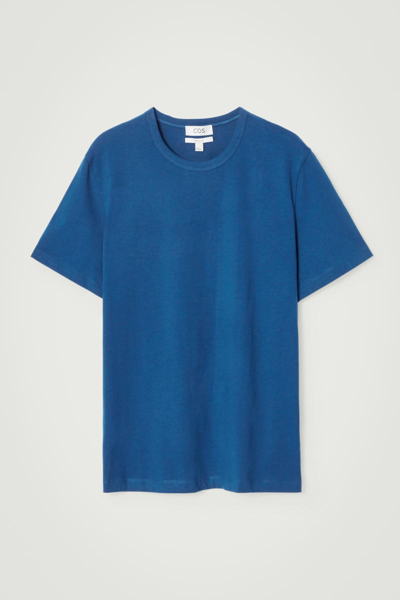 Regular Lightweight Brushed-Cotton T-Shirt in Blue