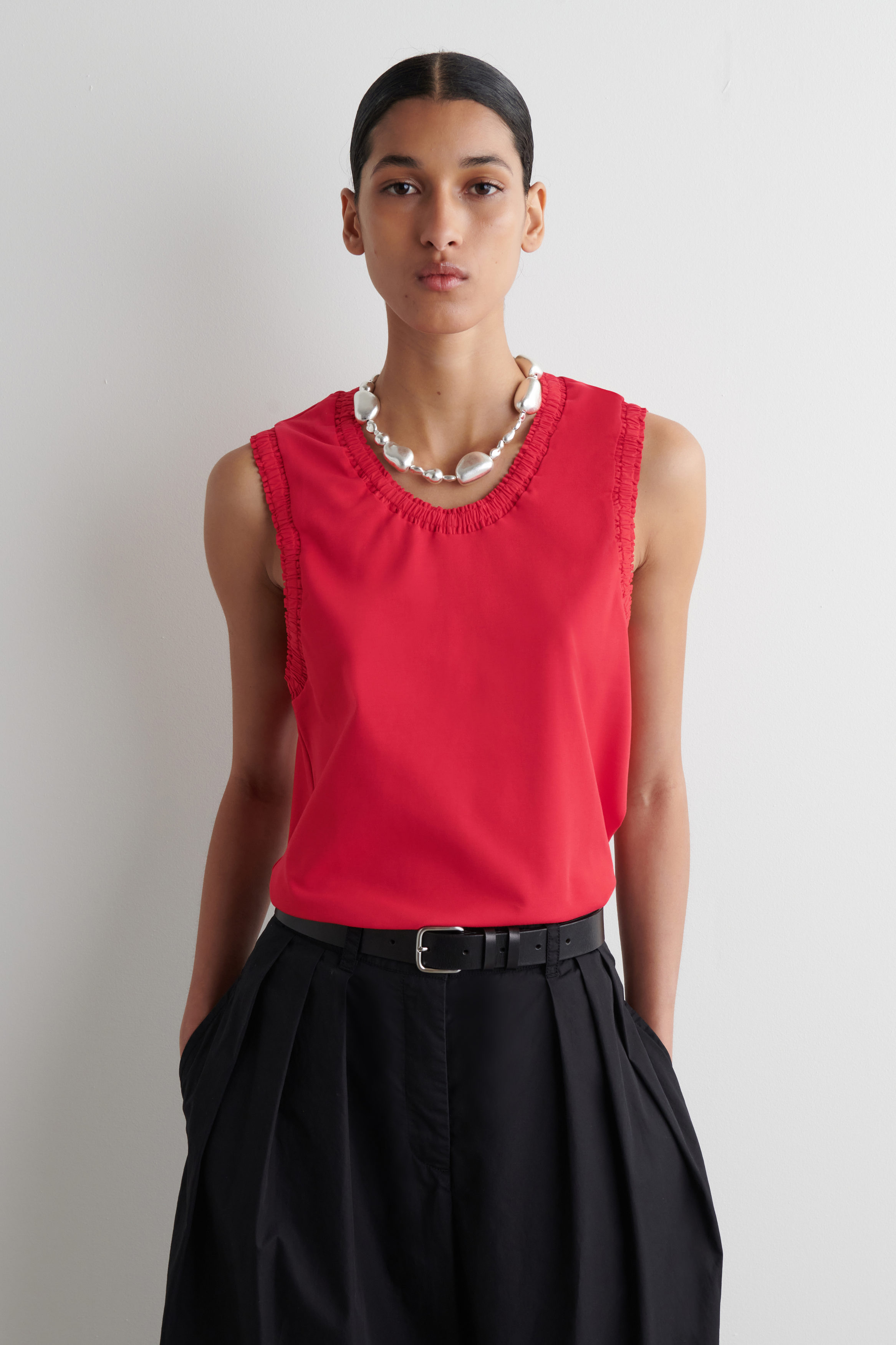 トップス HEAP layer knit tank - tea party red SpillTheTeaRedRockNRagsSeamles